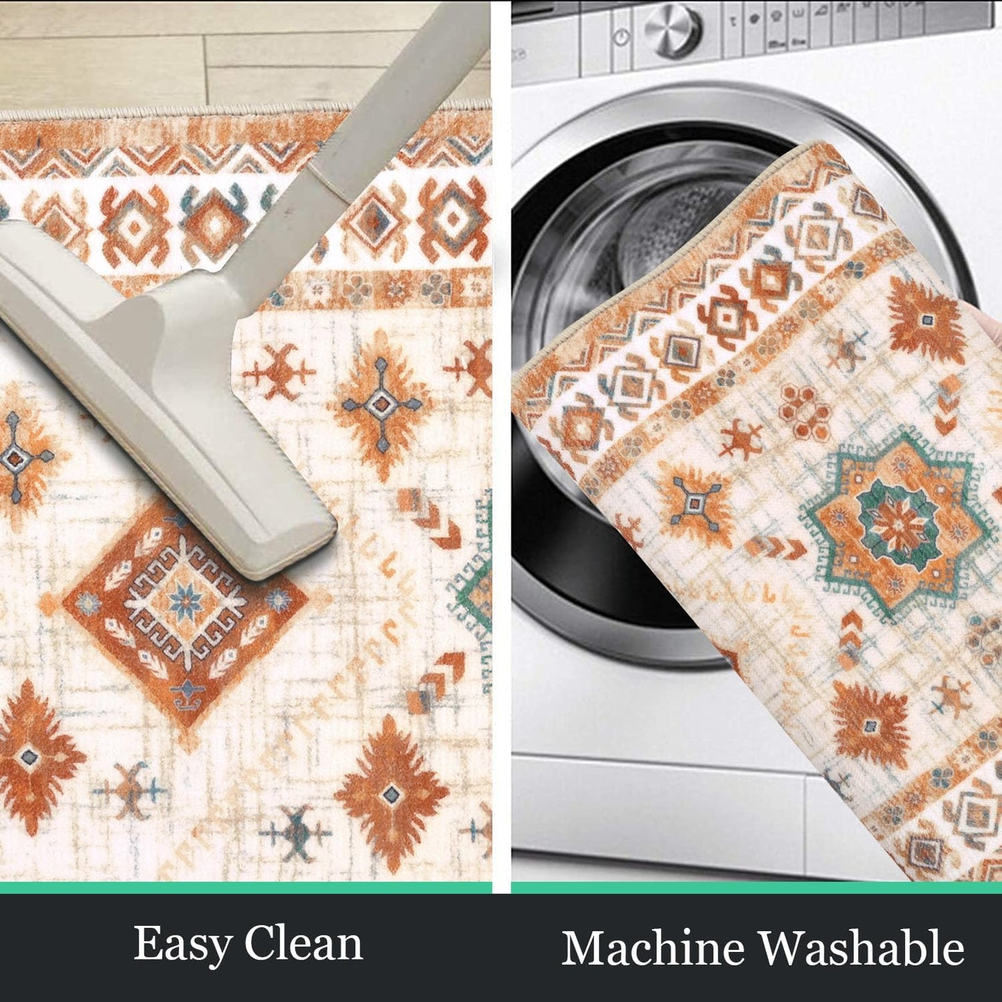 HEBE Boho Kitchen Rug Sets, 3 Piece with Runner, Non-Slip