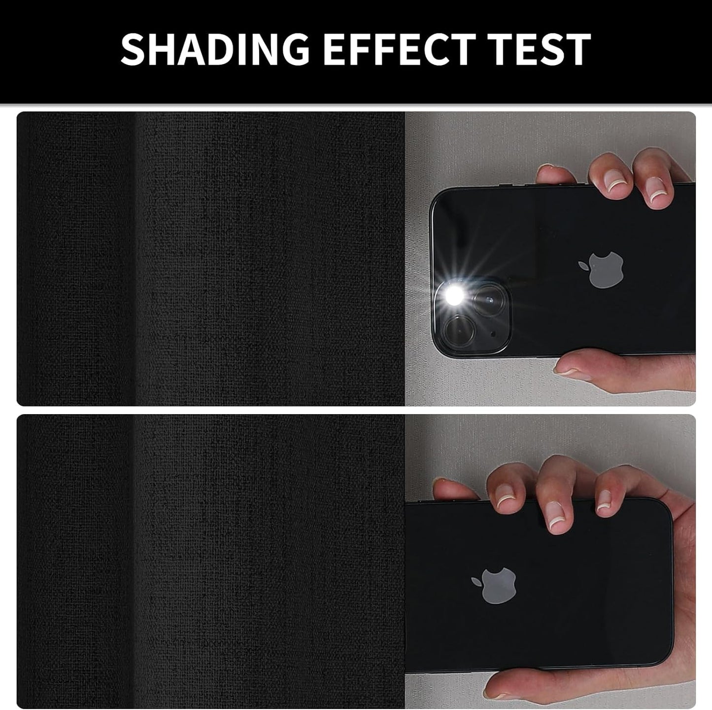 Natural Linen Curtains 2 Panels Set100% Blackout Thermal Insulated (52X84 Inch,Black)