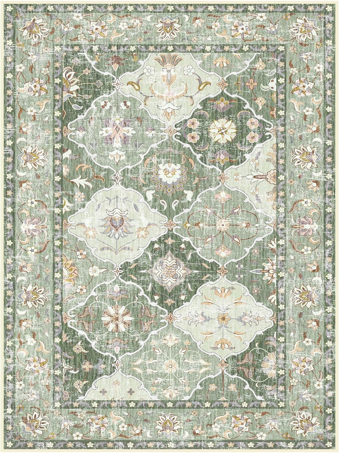 Boho Vintage Area Rugs 5×7 Traditional Green Carpet