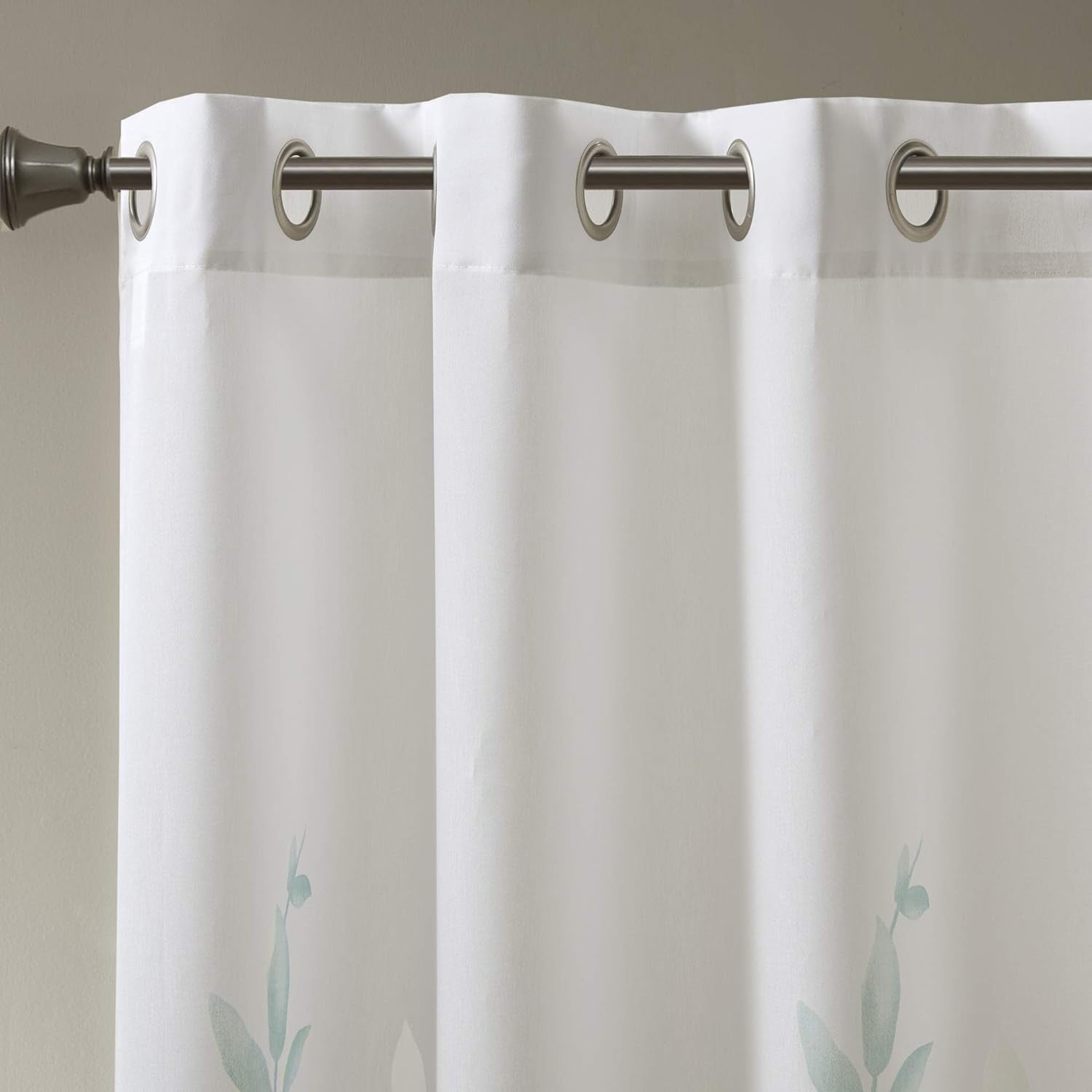 Cecily Semi Sheer SINGLE Panel Curtain, "50X84", Leaves Aqua