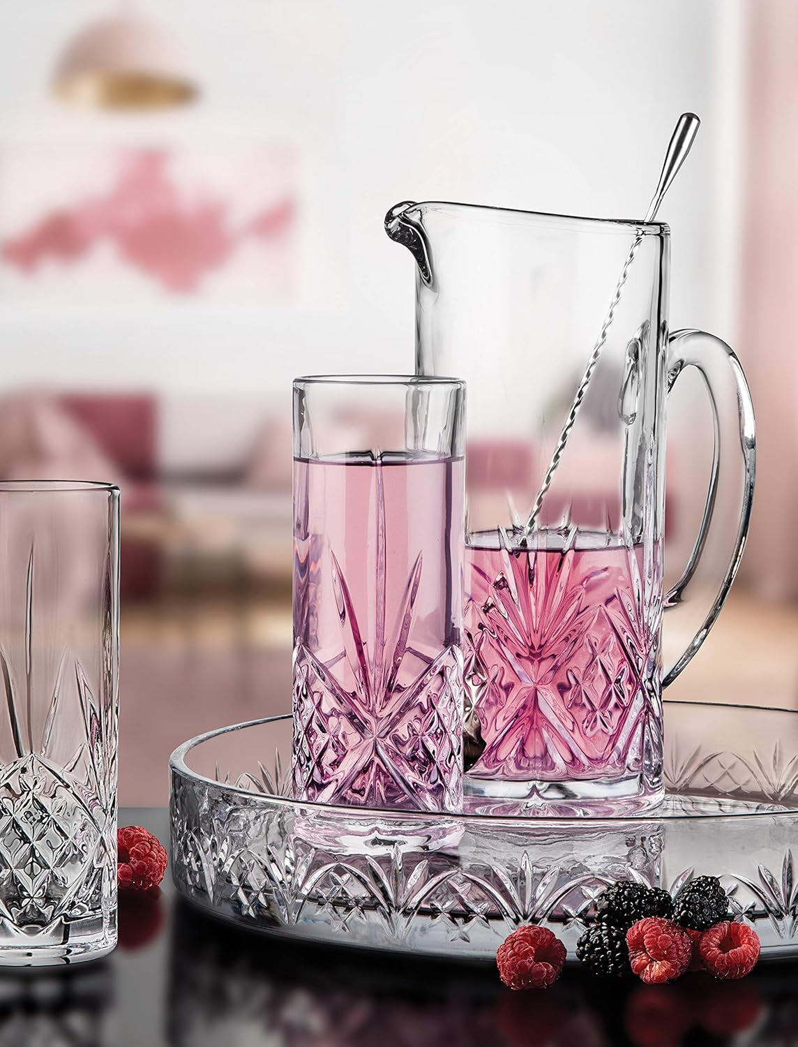 Tall Beverage Glasses Collins All Purpose Drinking Glasses- Dublin Collection, SET of 4
