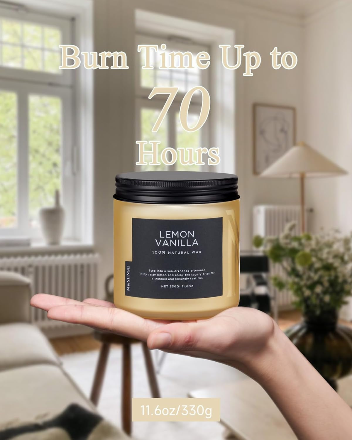 Lemon Vanilla Scented Candles, 11.6Oz