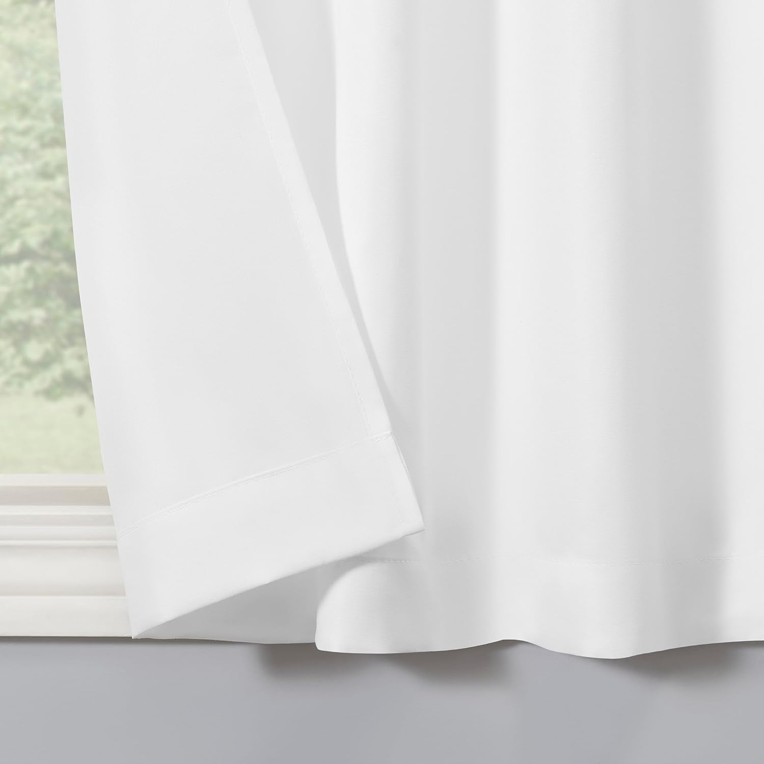 Martine Microfiber Semi-Sheer Rod Pocket Kitchen Curtain Valance and Tiers Set, 54" X 36", White