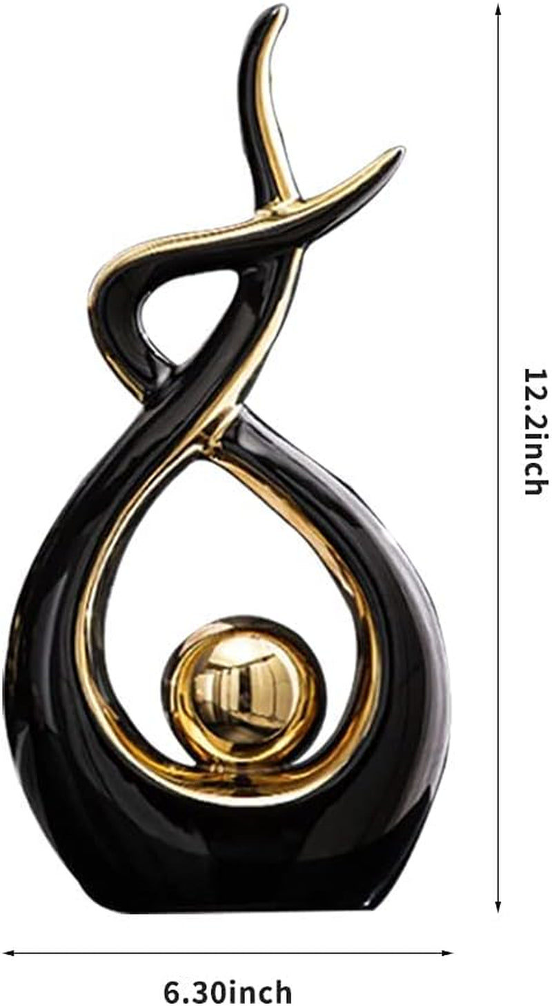 Home Decor Modern Abstract Art Ceramic Statue (Black and Gold)