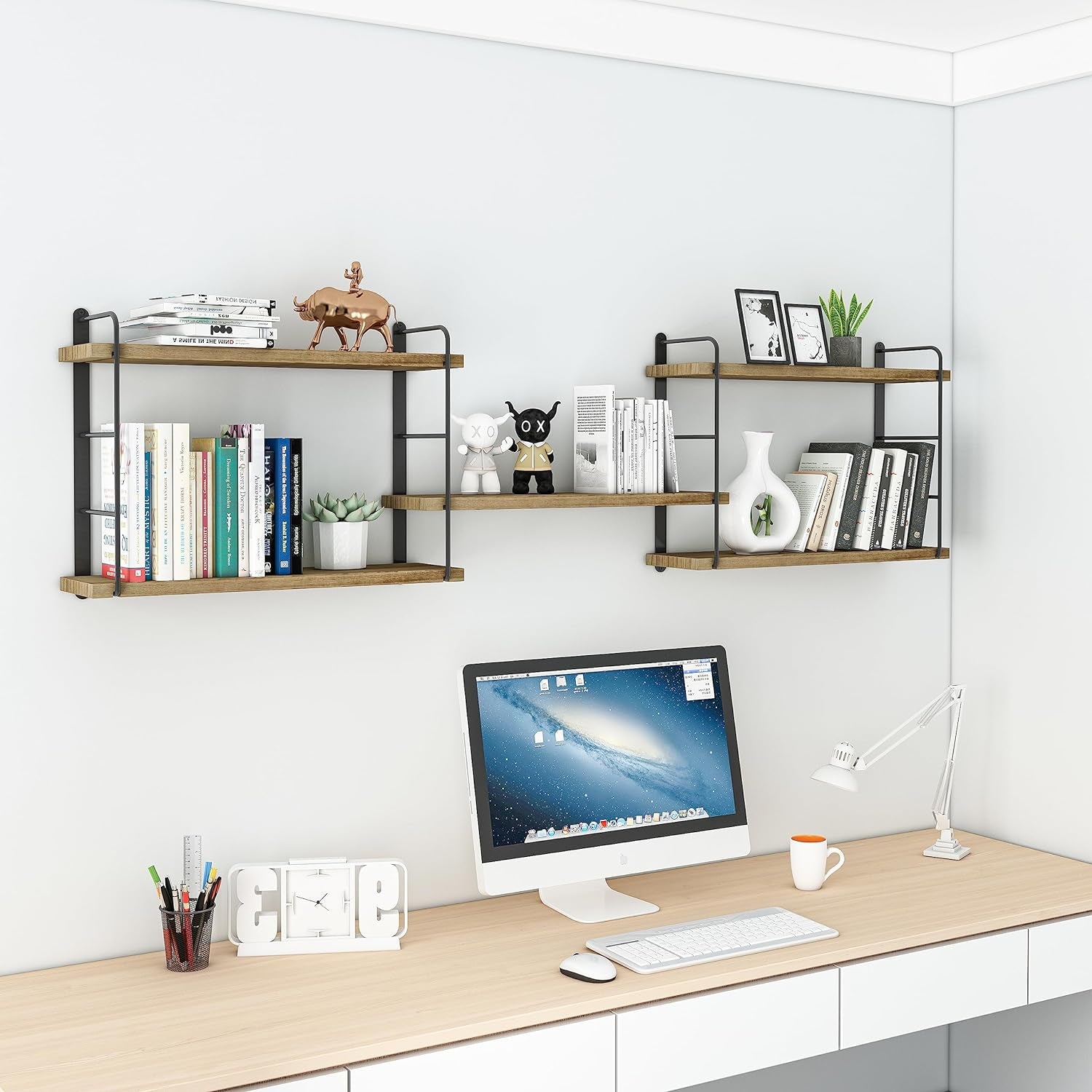 Wall Shelves, Wall Mounted Floating Shelves, Rustic Wall Decor Wood Shelves, Easy Installation Hanging Shelves (5, Wooden)
