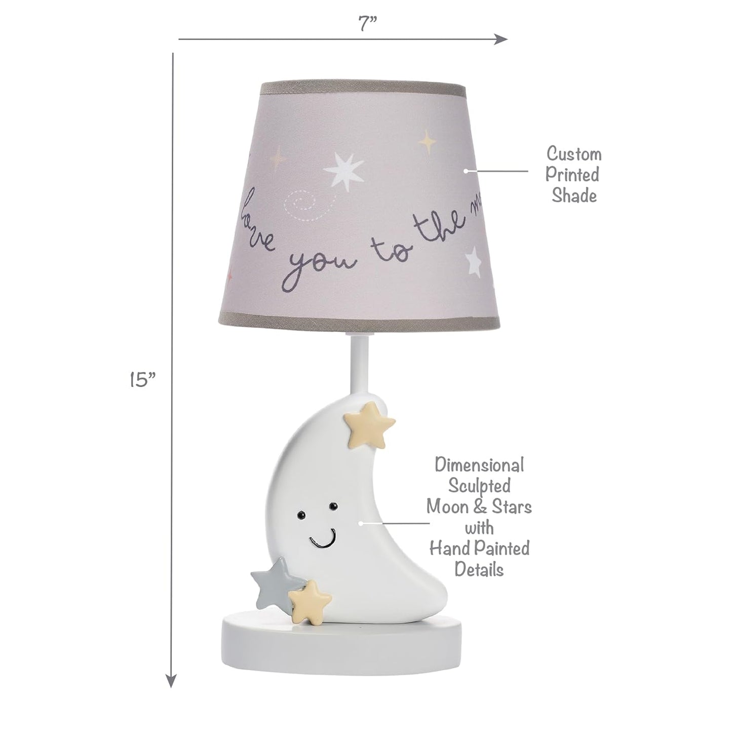 Little Star Celestial Moon Nursery Lamp with Shade and Bulb