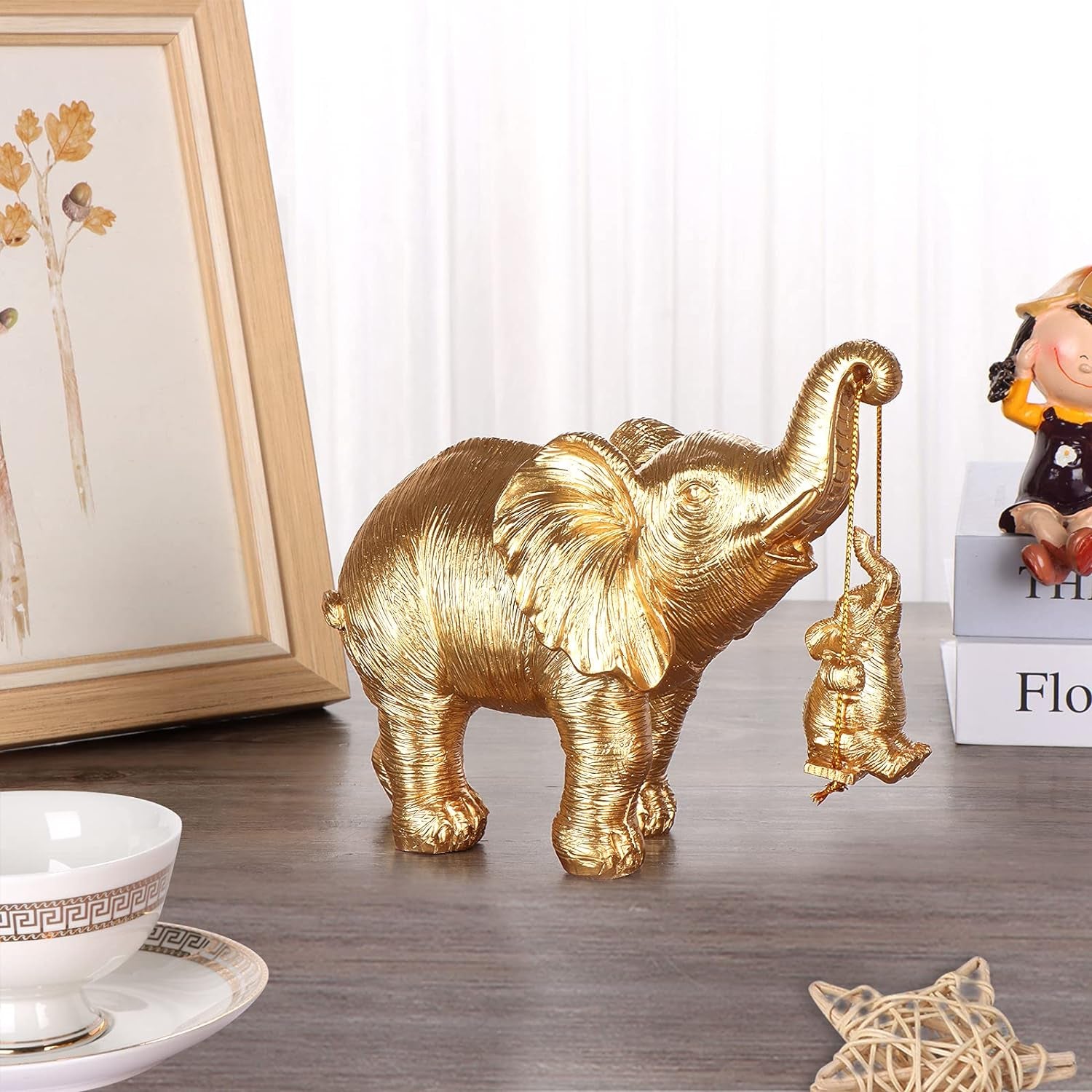 Gold Elephant Statue Home Decor