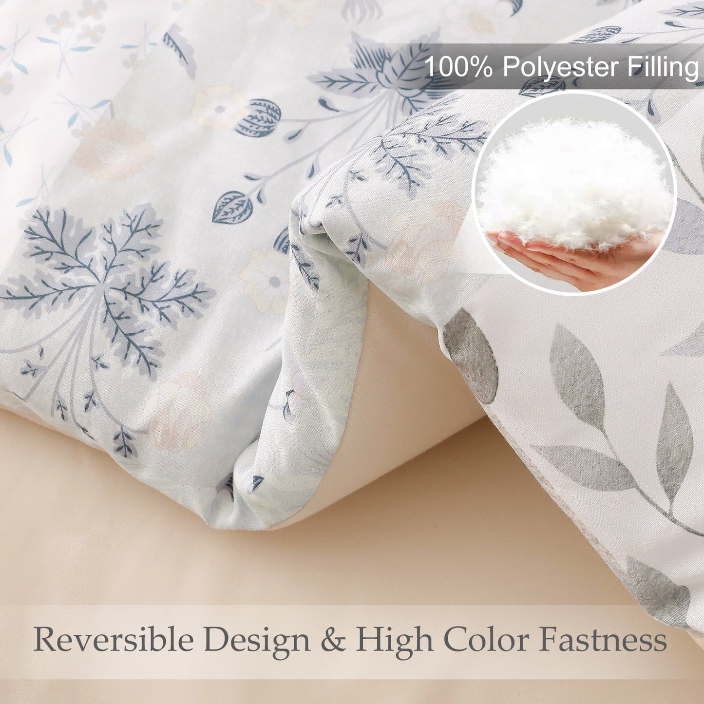 3-Piece Patchwork King Size Comforter Set, Microfiber Bedding down Alternative Comforter for All Seasons with 2 Pillow Shams, Grey and Camel