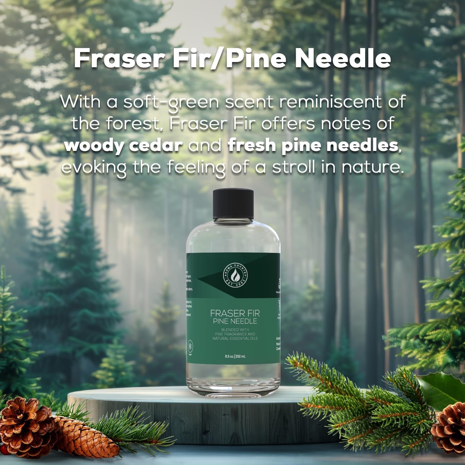 Fraser Fir Diffuser Oil - Long-Lasting Pine Needle Scented Oil (8.5 Fl. Oz)