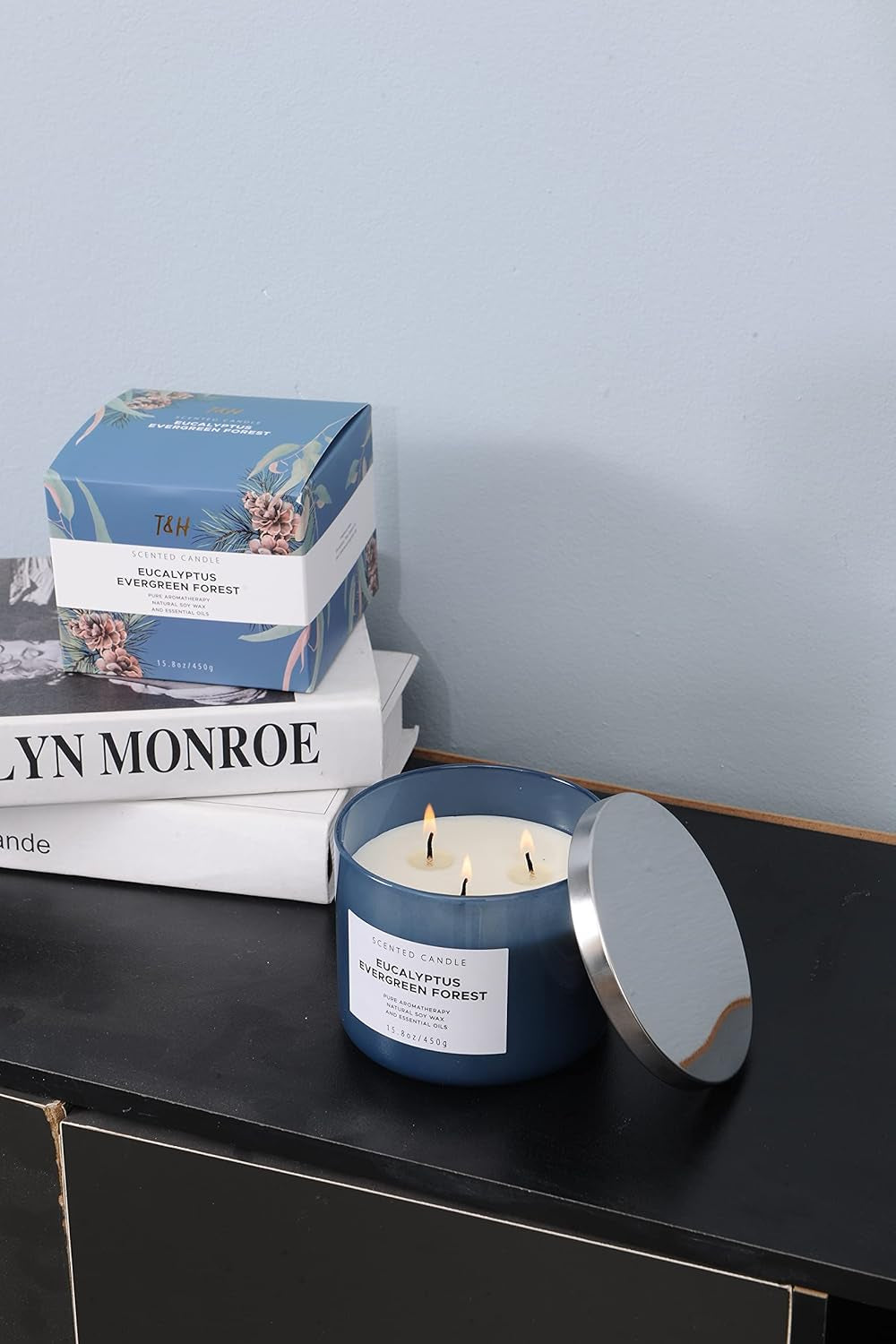 Eucalyptus Evergreen Forest Luxury 3 Wick Winter Pine Candle,15.8 Oz