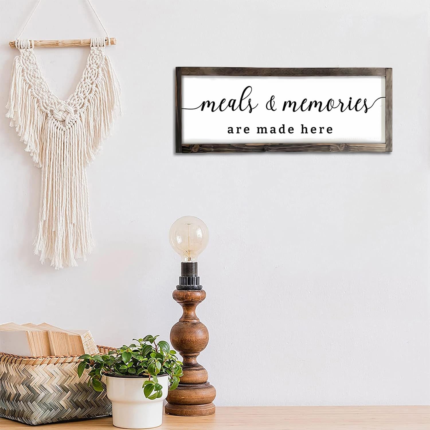 Farmhouse Kitchen Wall Decor, Meals and Memories Are Made Here Sign, Rustic Wood
