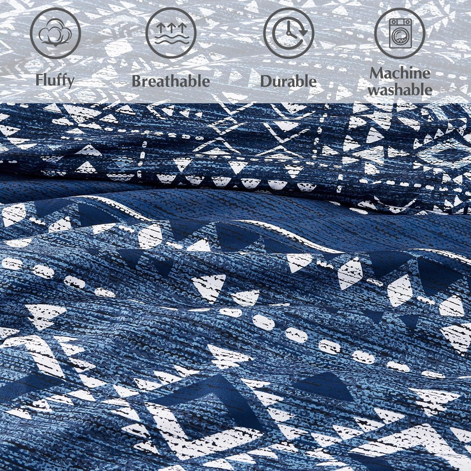 Twin Comforter Set - 5 Pieces Comforters, Warm Fluffy Boho Bedding (Blue, 66''X86'')