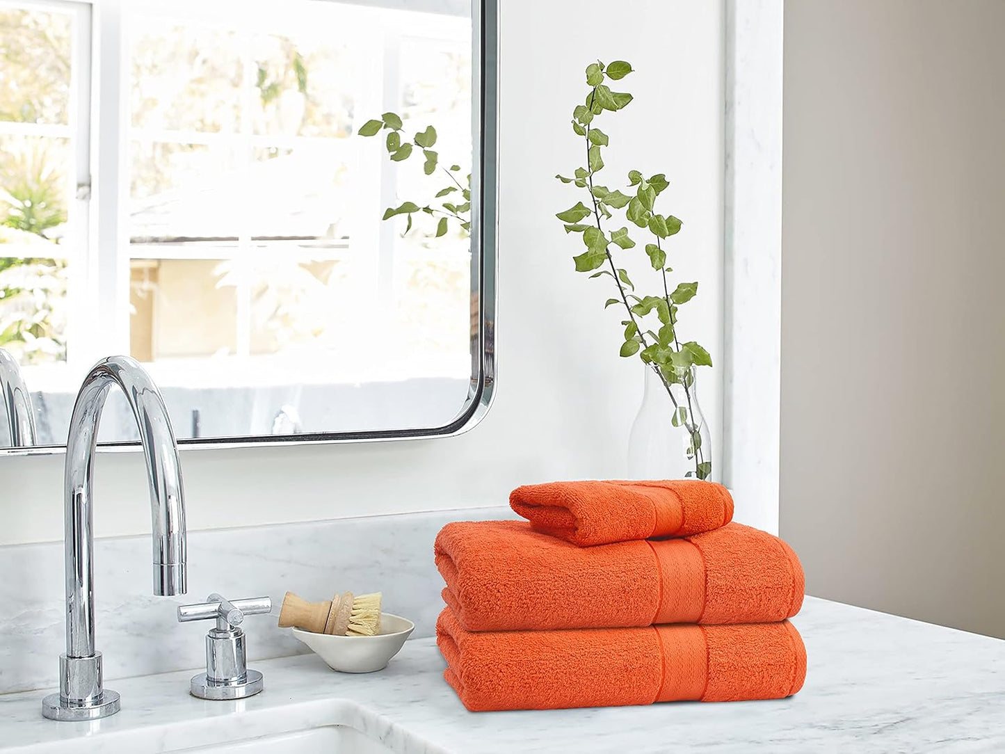 Premium 8-Piece Towel Set - Luxury Hotel & Spa Quality - Durable Ultra Soft Highly Absorbent - Orange