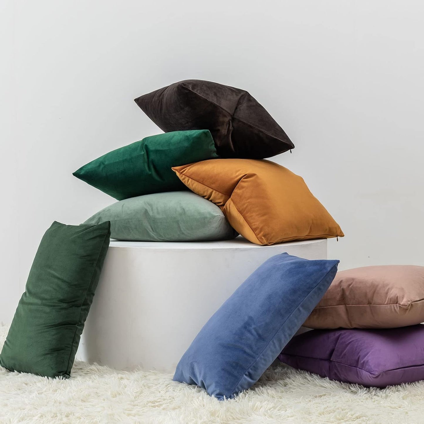 Decorative Pillow Covers Set of 2 Velvet Throw Pillow Covers, Dark Green,12X20 Inch