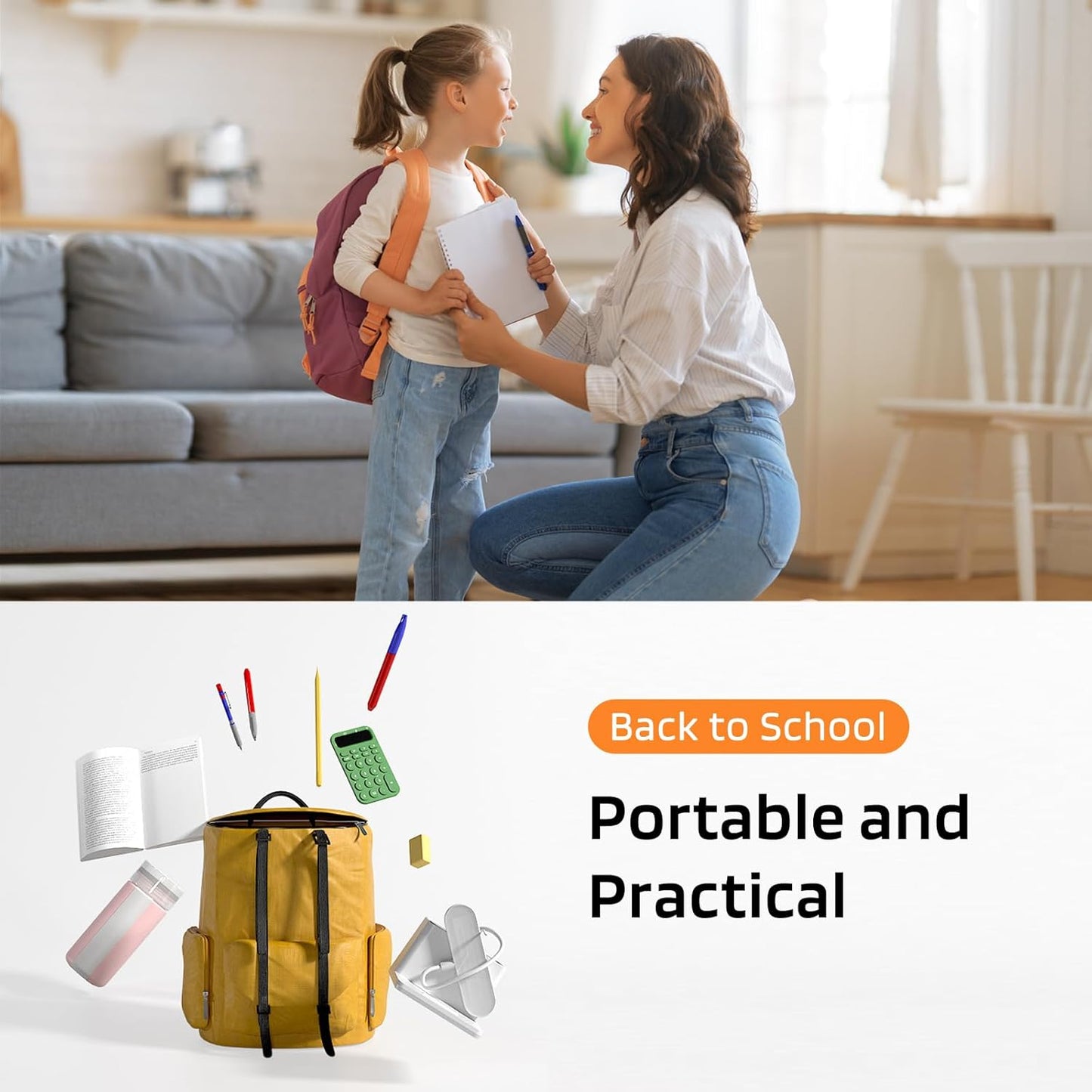 Rechargeable Small Desk Lamp for Study Table, White