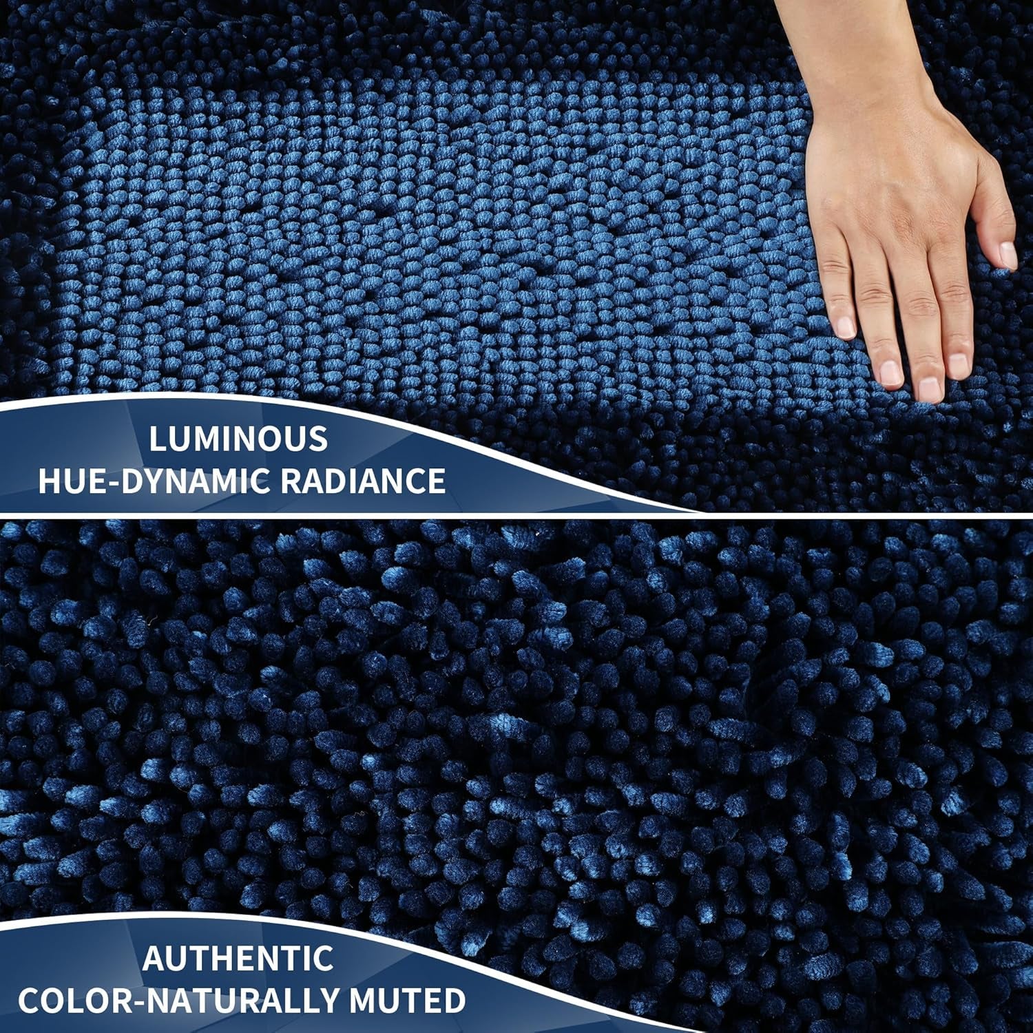 Bathroom Rugs Sets 2 Piece, Soft Absorbent Bathmat Non-Slip Backing, 31.5"X20"+24"X20", Blue