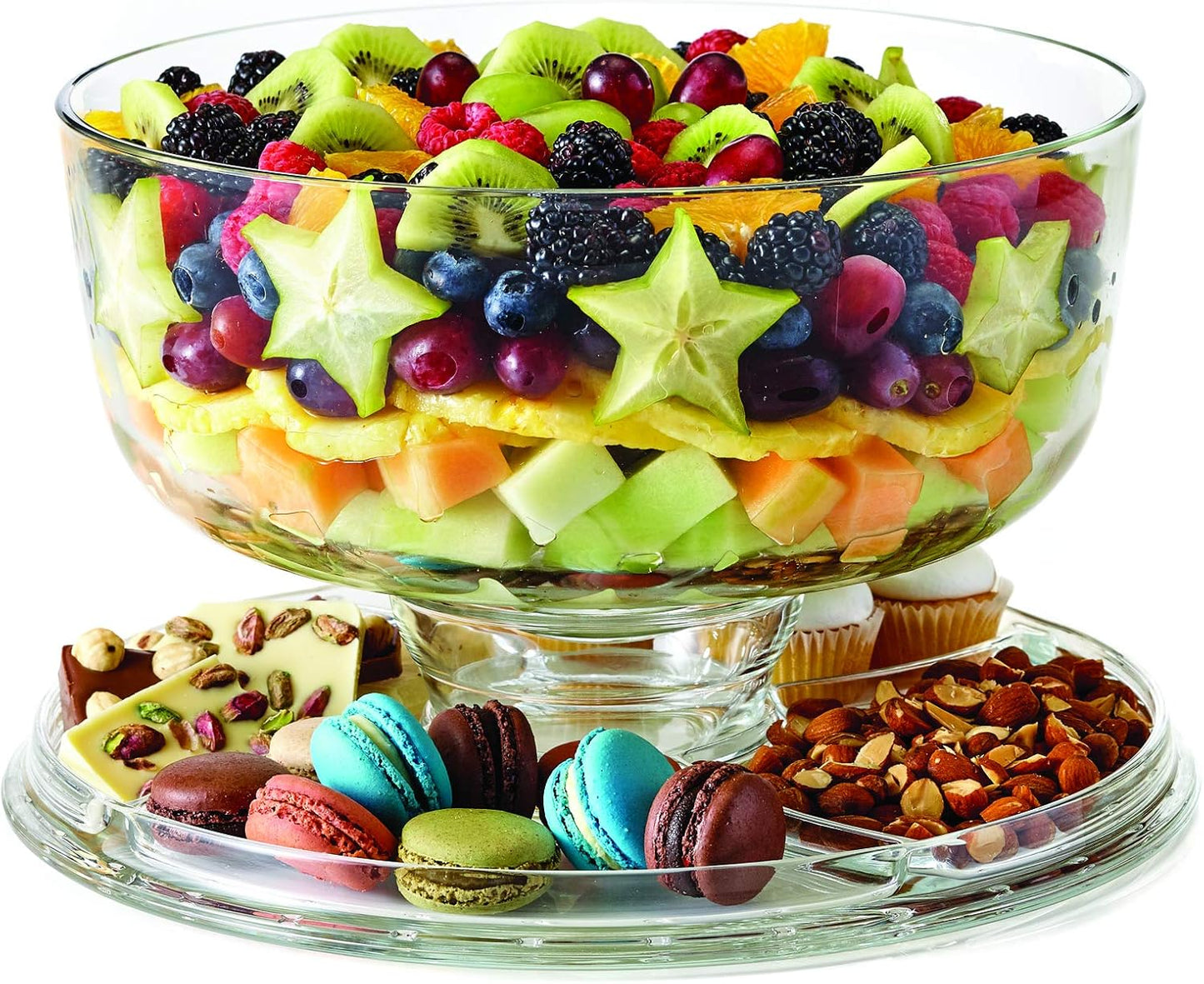 Cake Stand with Dome, 6-In-1 Multifunctional Glass Serving Platters - Elegant Pedestal Display, Durable Italian-Made Glass