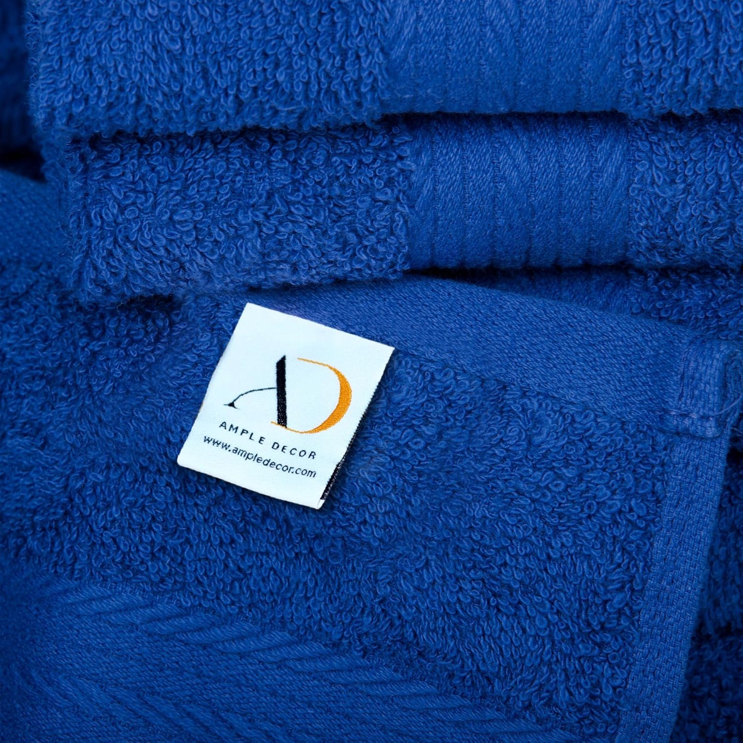 100% Cotton 6 Piece Towels Sets for Bathroom, 2 Bath Towels, 2 Hand Towels, 2 Wash Cloths - Navy Blue