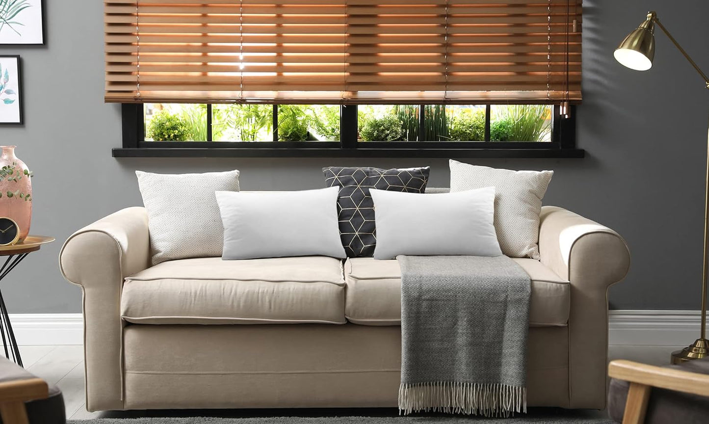 Throw Pillows Insert (Pack of 2, White) - 12 X 20 Inches Bed and Couch Pillows - Indoor Decorative Pillows