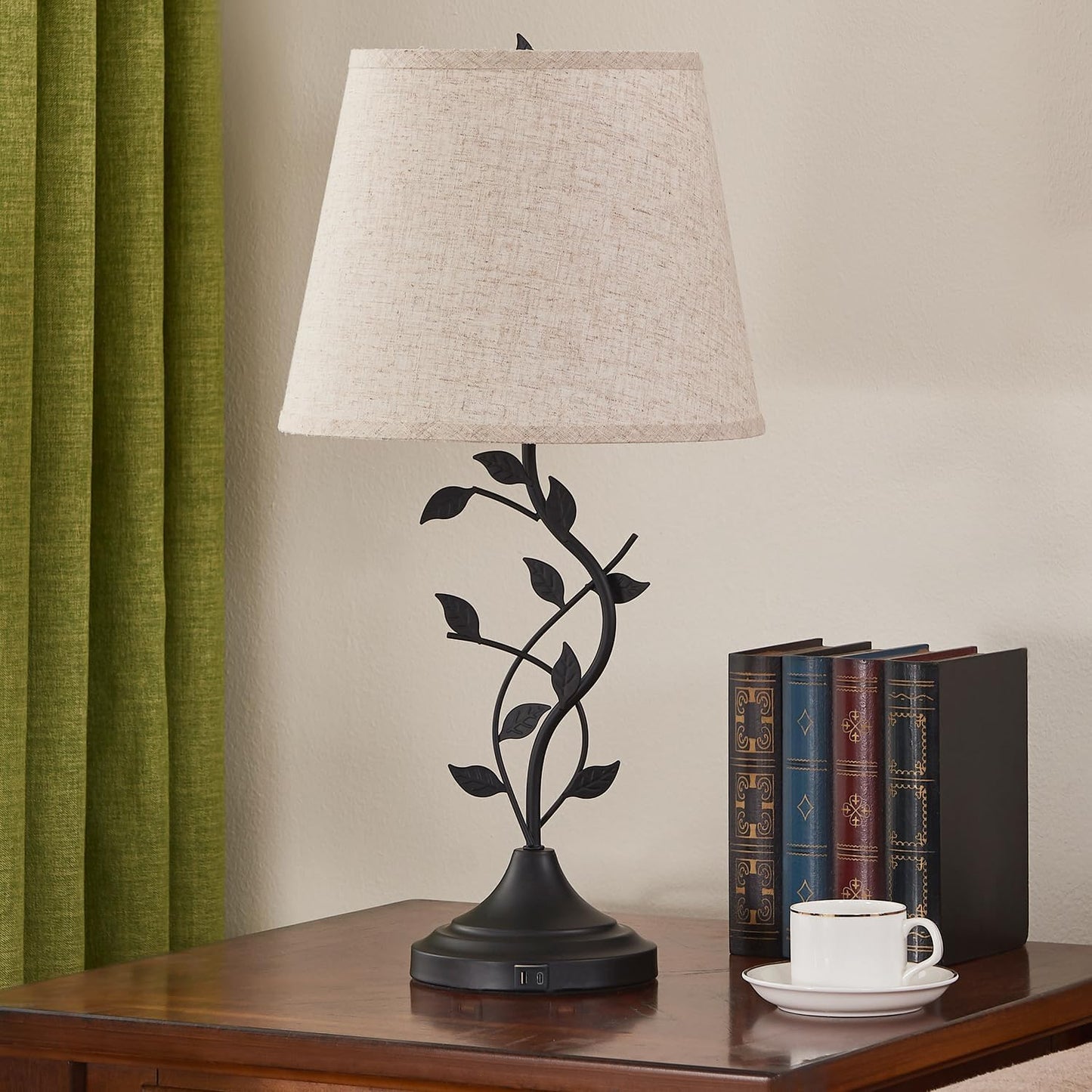 Traditional Tall Retro Side Table Lamp for Living Room and Bedroom, 24.4 inch