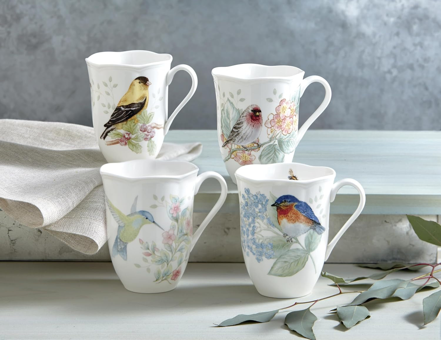 Butterfly Meadow Flutter Porcelain Mugs, Set of 4, Multicolor