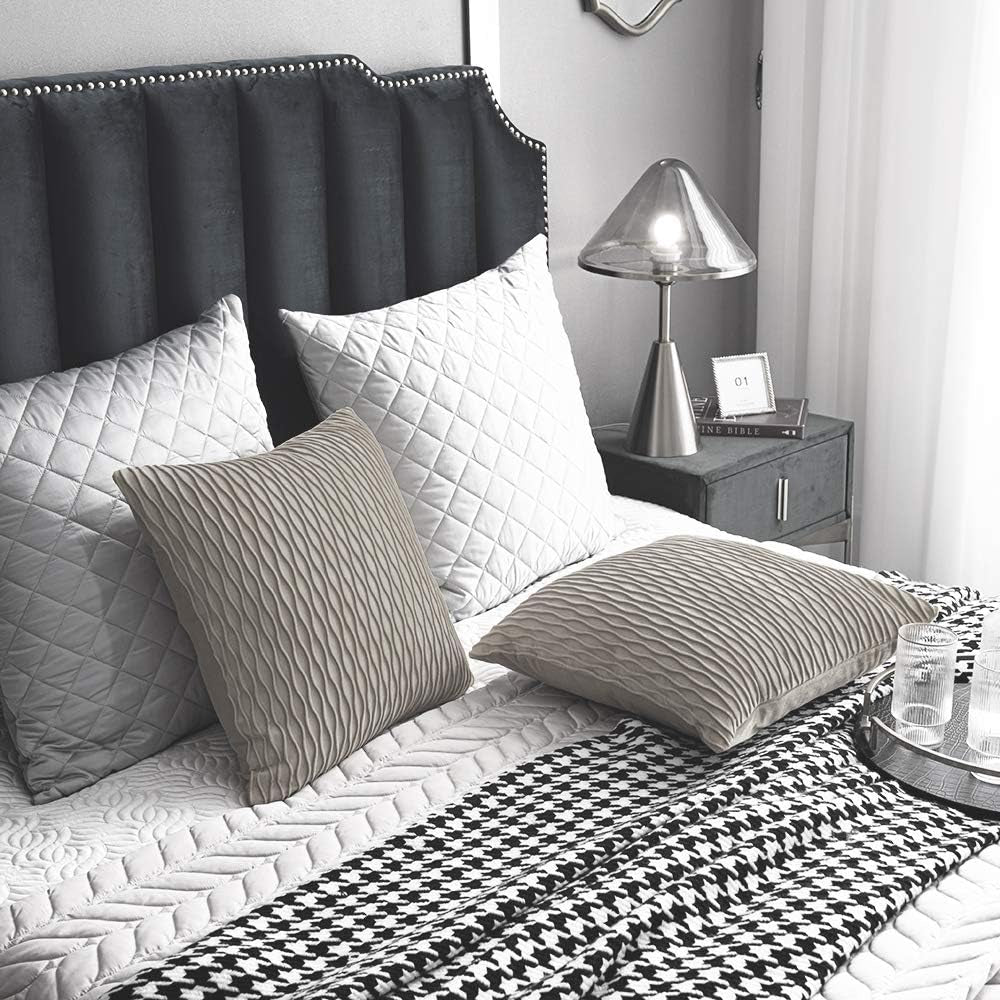 Tan Throw Pillowcases 20X20: 2 Pack Inch Original Striped Velvet Square