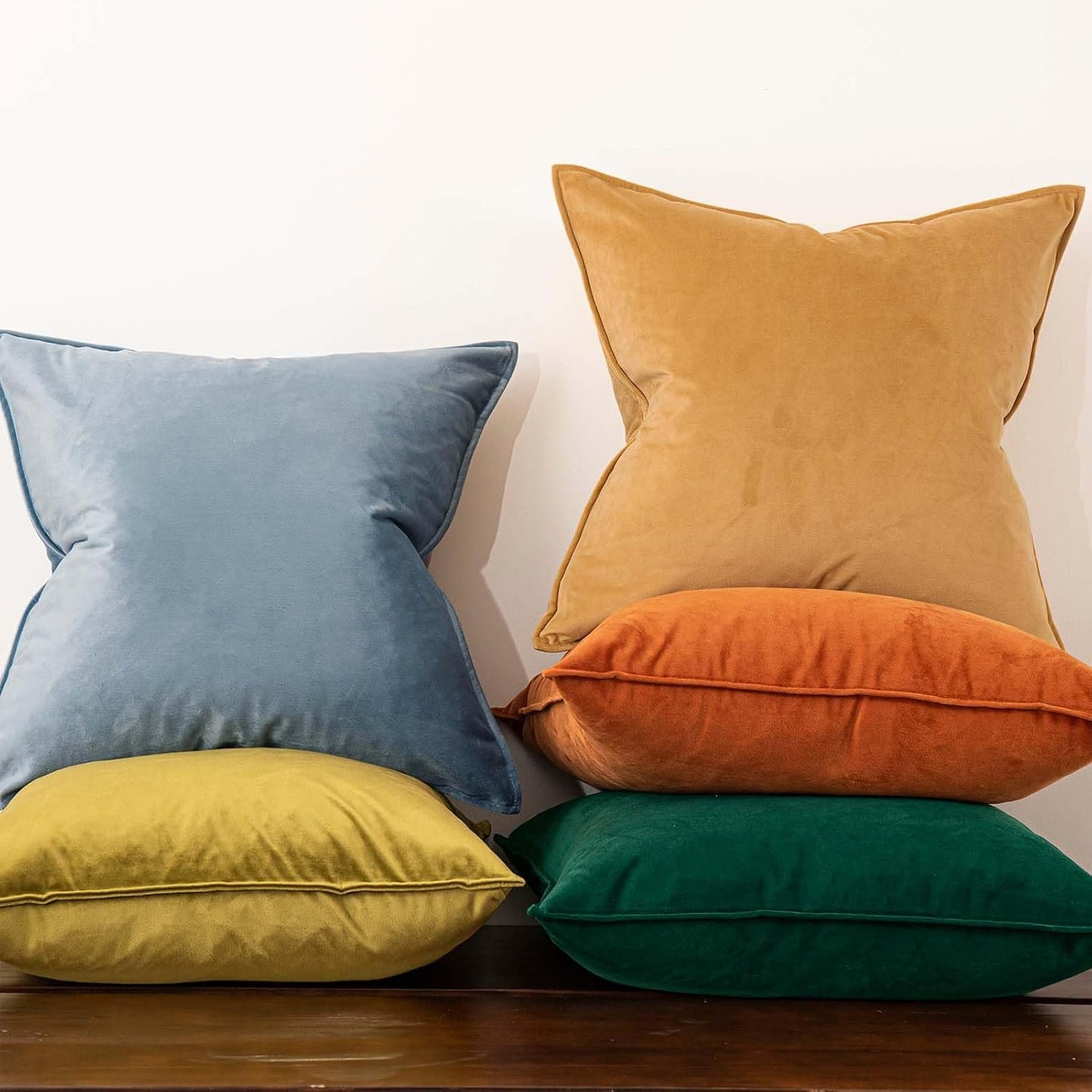 18X18 Pillow Covers Set of 2 Decorative Throw Pillow Covers Case Velvet Cushion, Khaki