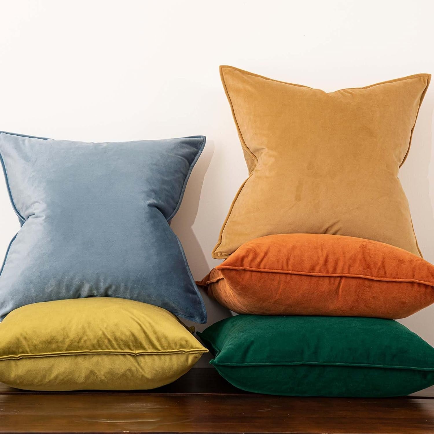 18X18 Pillow Covers Set of 2 Decorative Throw Pillow Covers Case Velvet Cushion, Khaki