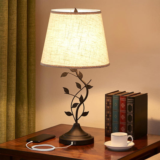 Traditional Tall Retro Side Table Lamp for Living Room and Bedroom, 24.4 inch