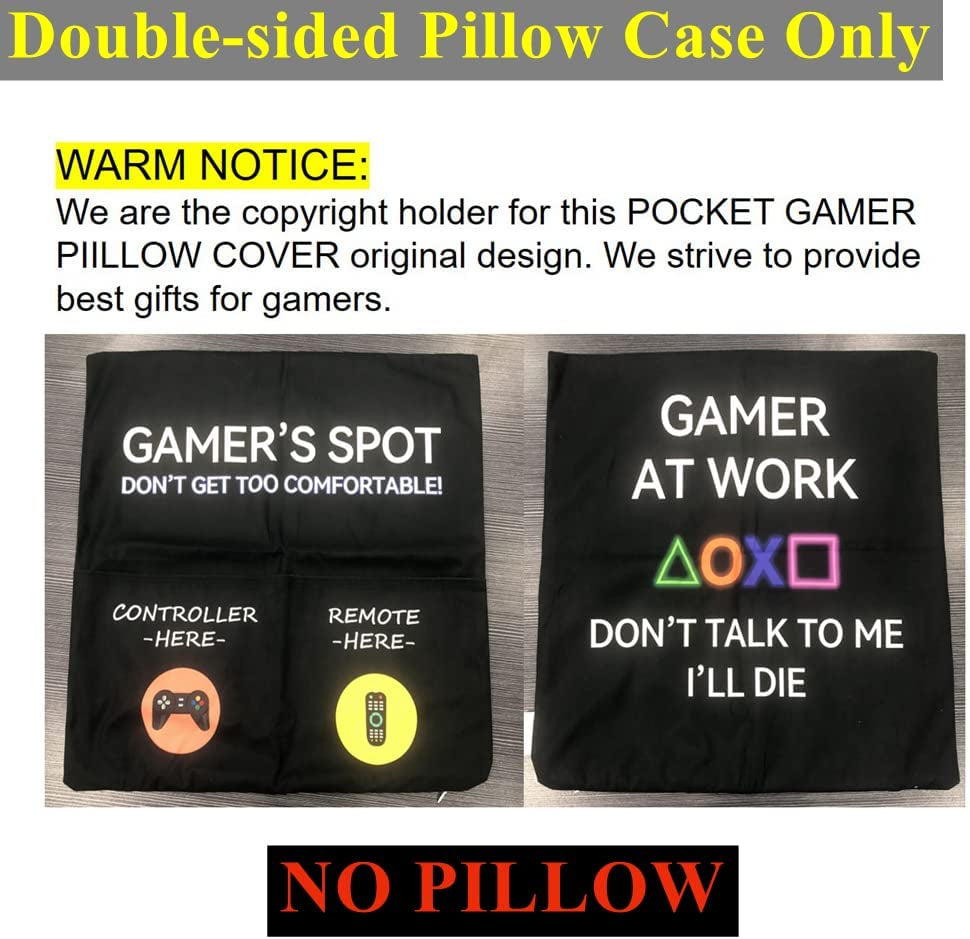 Gamer Gifts, Pocket Design Throw Pillow Covers 18 X 18 Inch + Gamer Socks, Gaming Room Décor Stocking Stuffers Easter Basket Stuffers for Teen Boys Girls Men Father Boyfriends