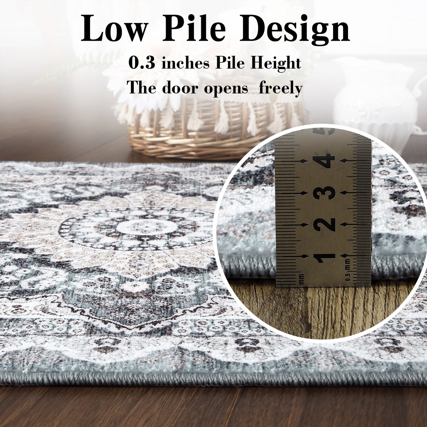 Glowsol Boho Rugs Washable Non-Slip Area Rug Stain Resistant Carpet
