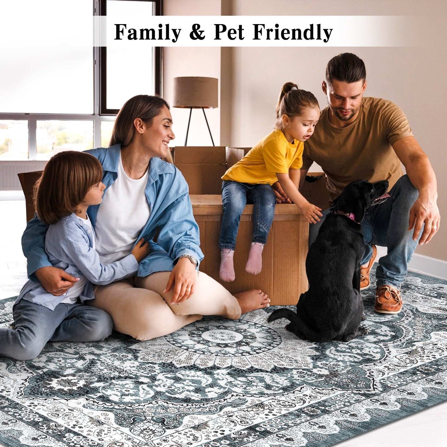 Glowsol Boho Rugs Washable Non-Slip Area Rug Stain Resistant Carpet