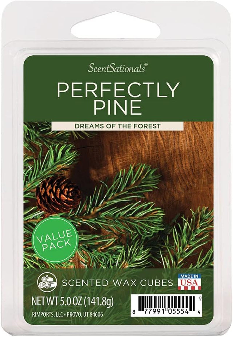 Scented Wax Fragrance Melts 5.0 Oz - Perfectly Pine - 12 Wax Cubes Pack, Home Warmer Tart, Electric Wickless Candle Bar Air Freshener, Spa Aroma Decor Gift - Value Pack