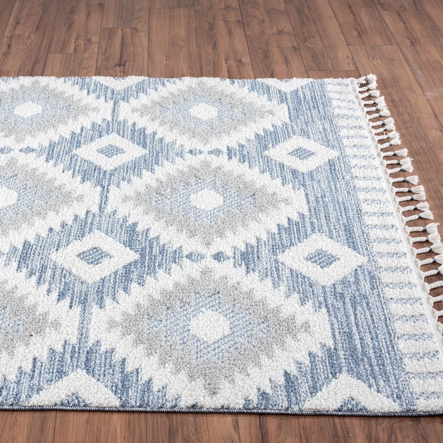 Luxe Weavers Moroccan Geometric Diamond Area Rug, Indoor Carpet with Fringes