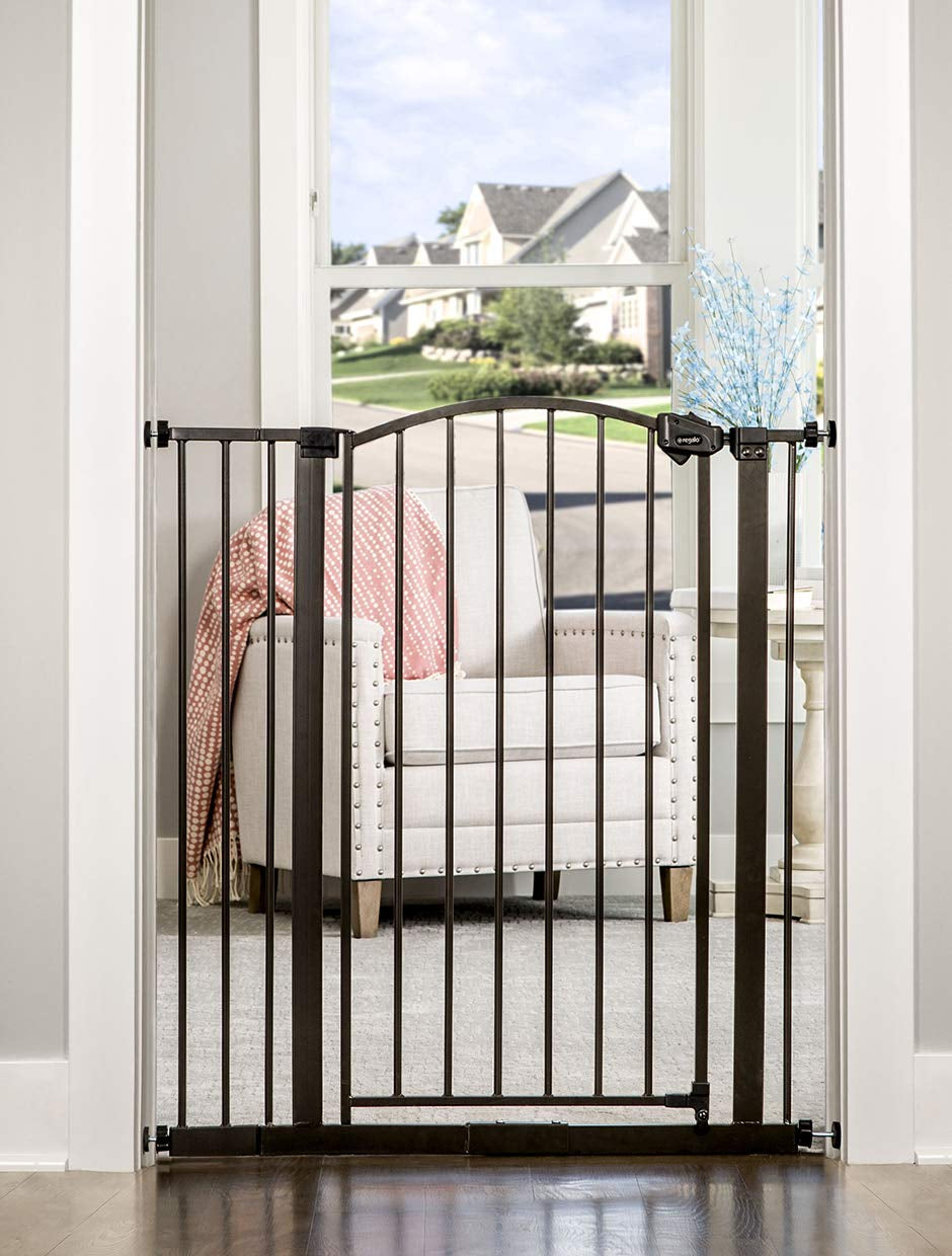 Easy Step Extra Tall Arched Décor Walk Thru Baby Gate, Includes 4-Inch Extension Kit, 4 Pack Pressure Mount Kit and 4 Pack Wall Mount Kit, Bronze, 36-Inches Tall (Pack of 1)