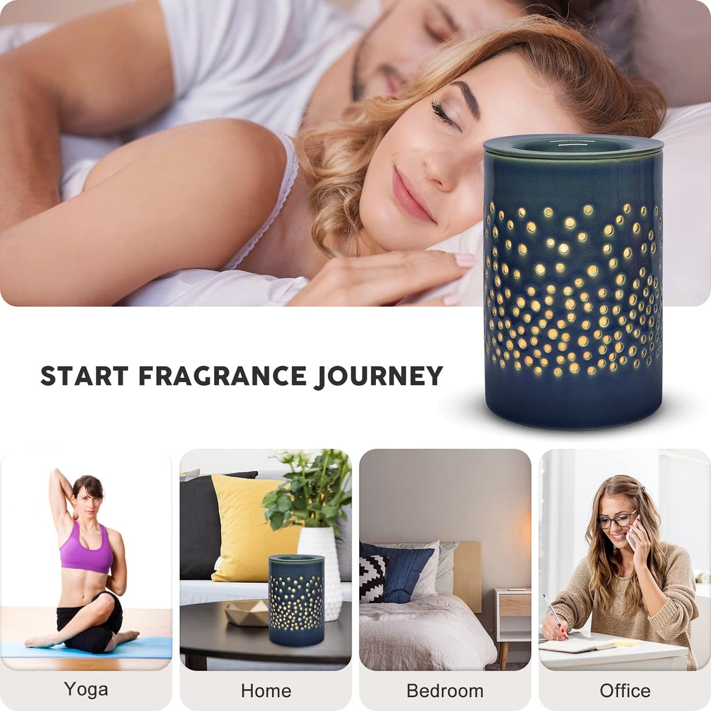 Wax Melt Warmer Burner Ceramic Electric Fragrance Oil Burner Melter for Home Office Bedroom Living Room Gifts & Decor