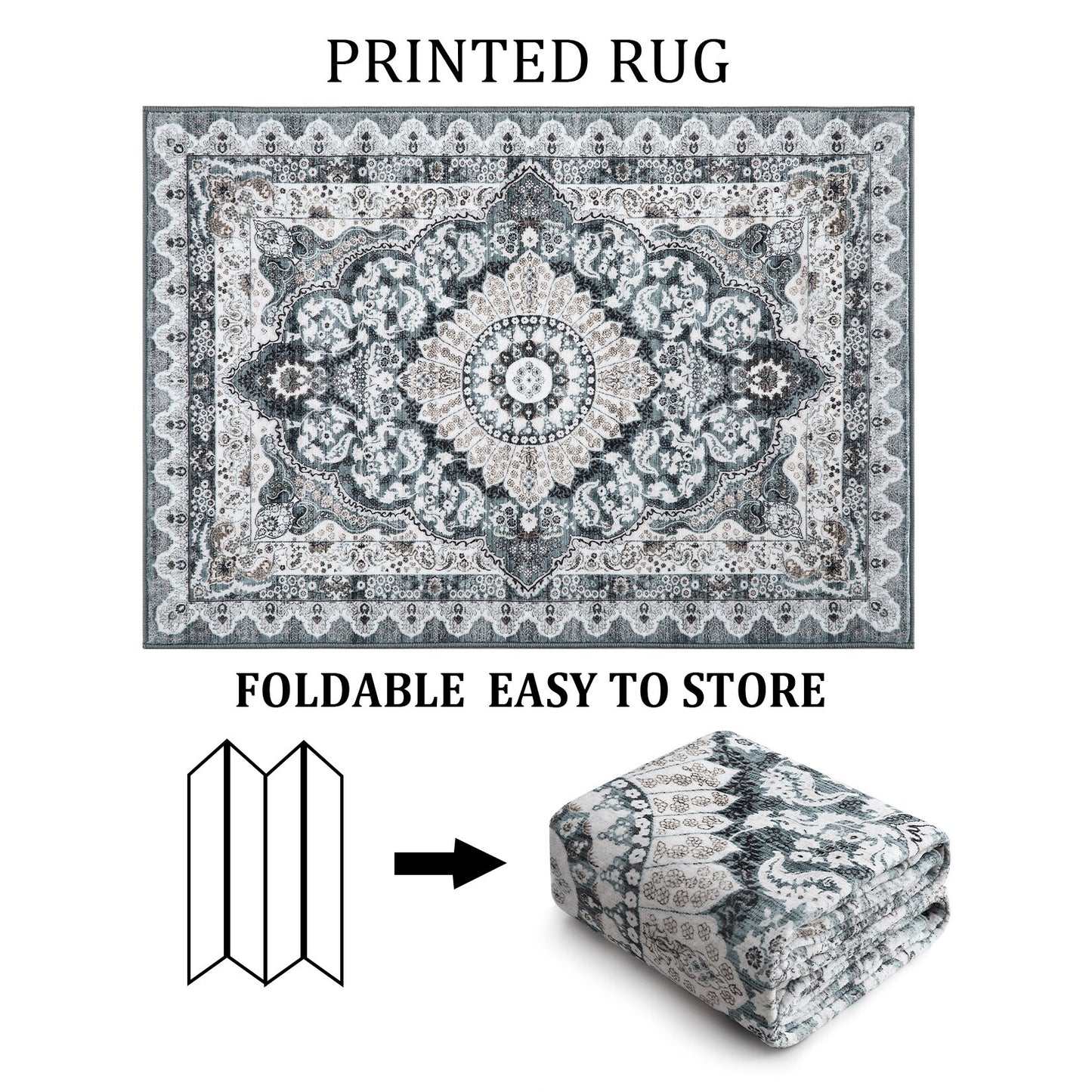 Glowsol Boho Rugs Washable Non-Slip Area Rug Stain Resistant Carpet