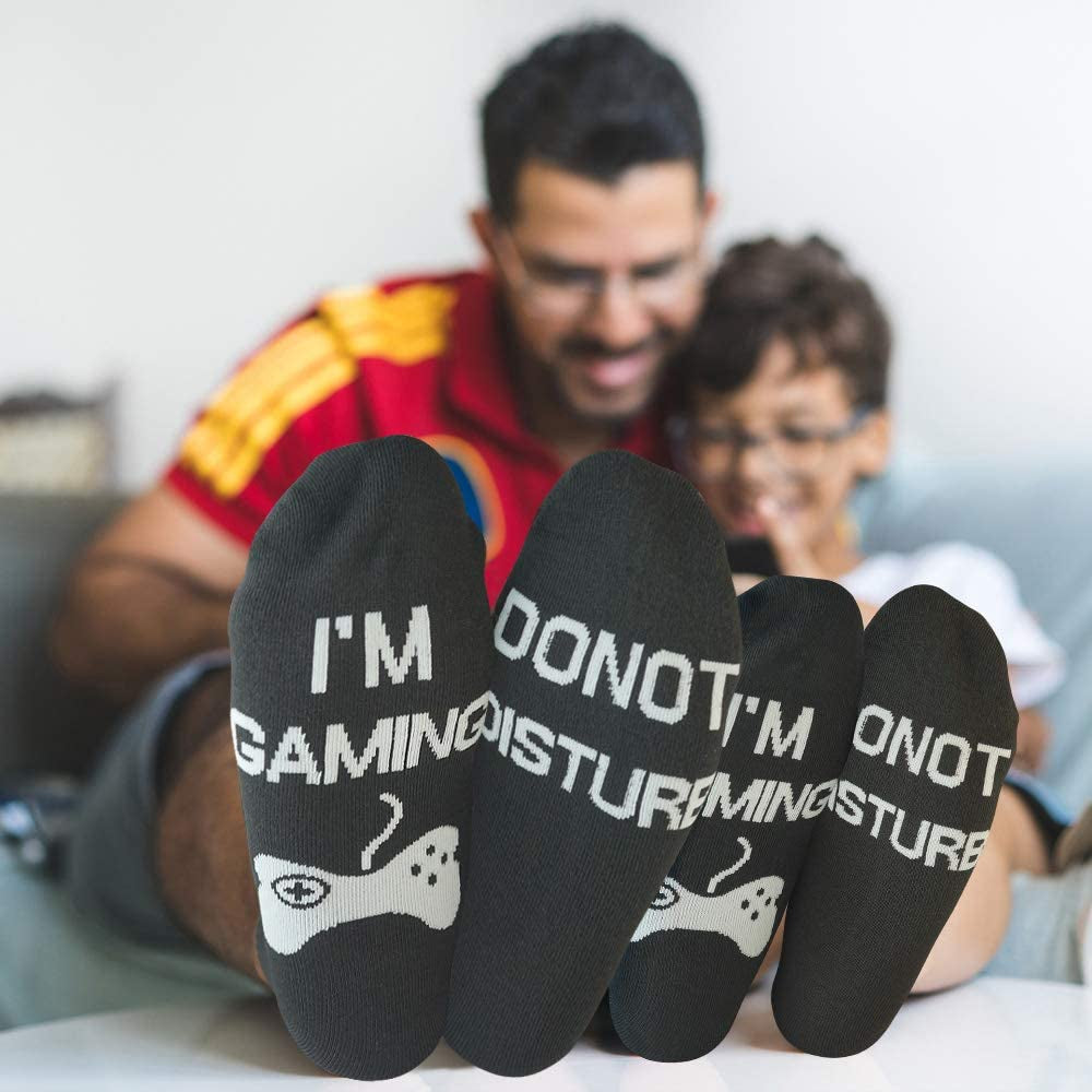 Gamer Gifts, Pocket Design Throw Pillow Covers 18 X 18 Inch + Gamer Socks, Gaming Room Décor Stocking Stuffers Easter Basket Stuffers for Teen Boys Girls Men Father Boyfriends