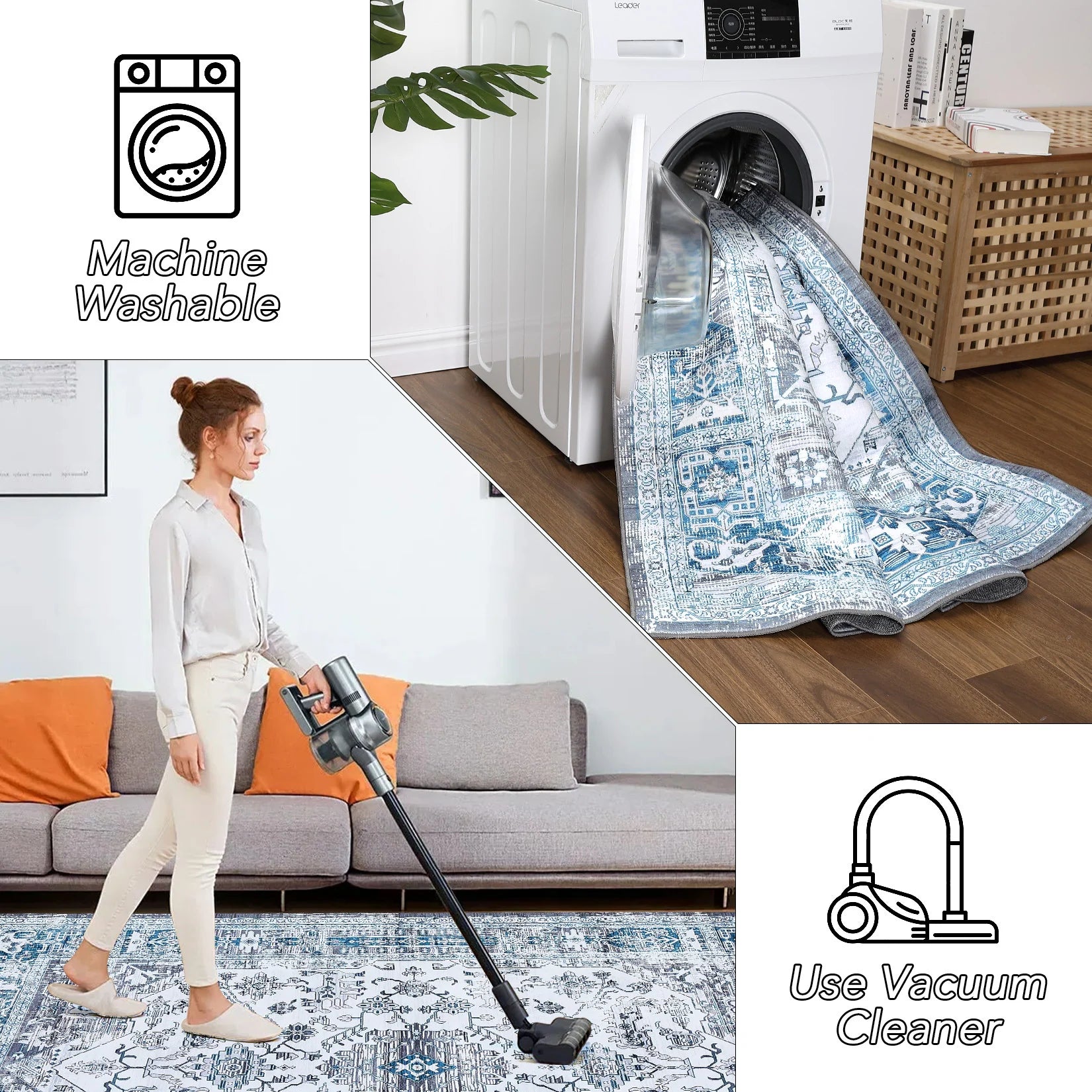 Glowsol Area Rugs Distressed Vintage Accent Carpet for Living Room Washable Rug