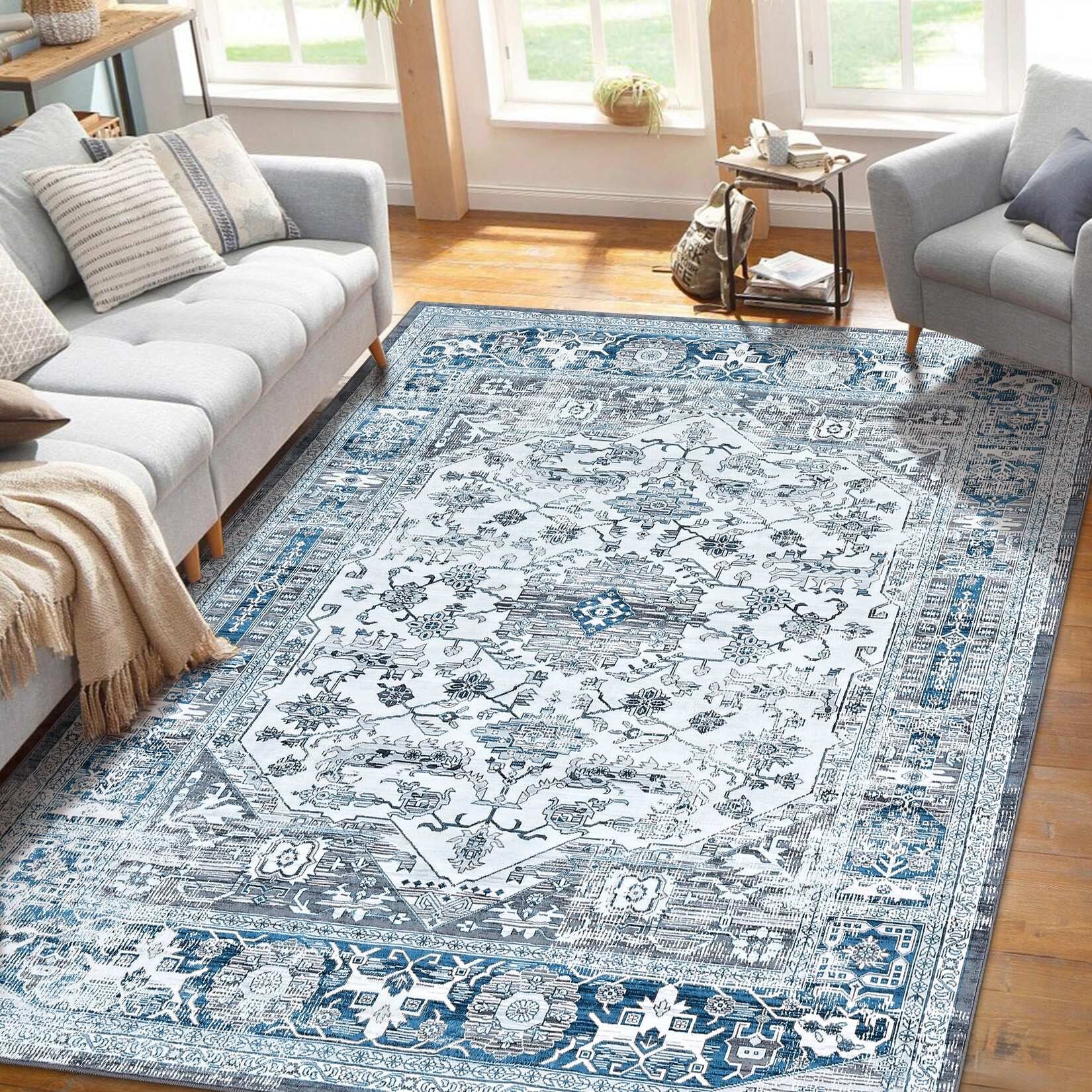 Glowsol Area Rugs Distressed Vintage Accent Carpet for Living Room Washable Rug