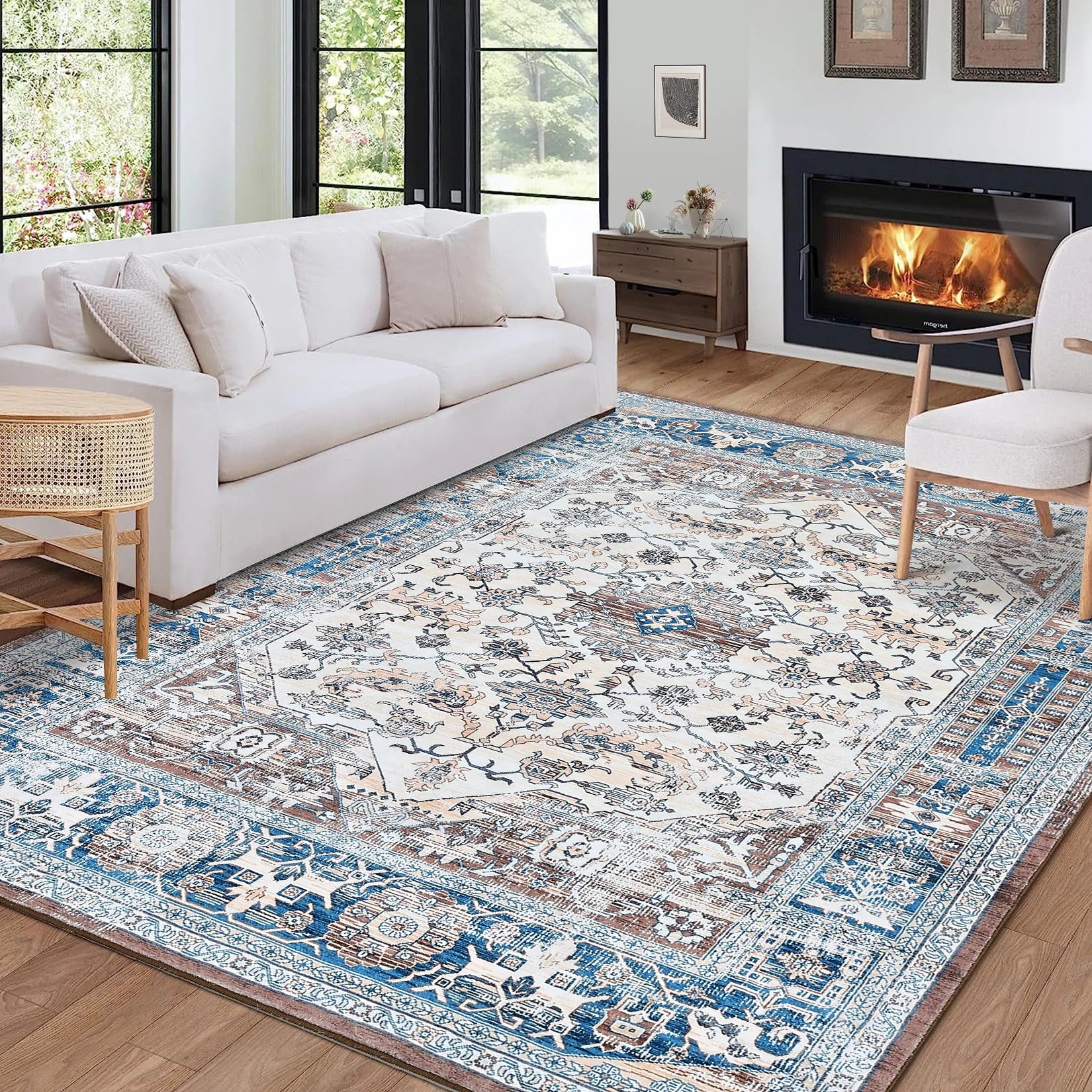 Glowsol Area Rugs Distressed Vintage Accent Carpet for Living Room Washable Rug