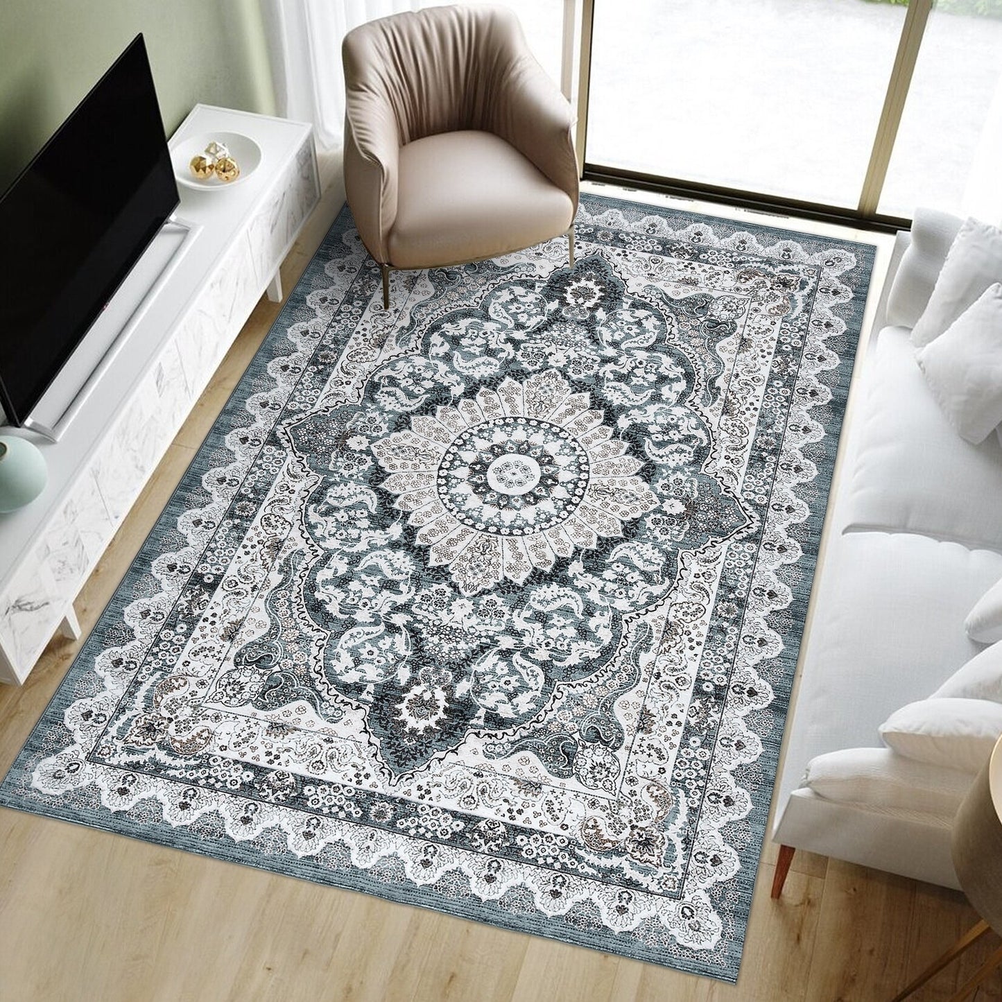 Glowsol Boho Rugs Washable Non-Slip Area Rug Stain Resistant Carpet