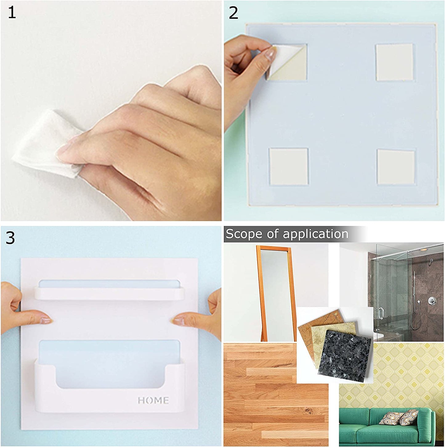 Bedside Shelf Accessories Organizer- Wall Mount Self Stick On,Ideal for Glasses,Remote,Earphone, Cell Phone Charger,Manicure Kit