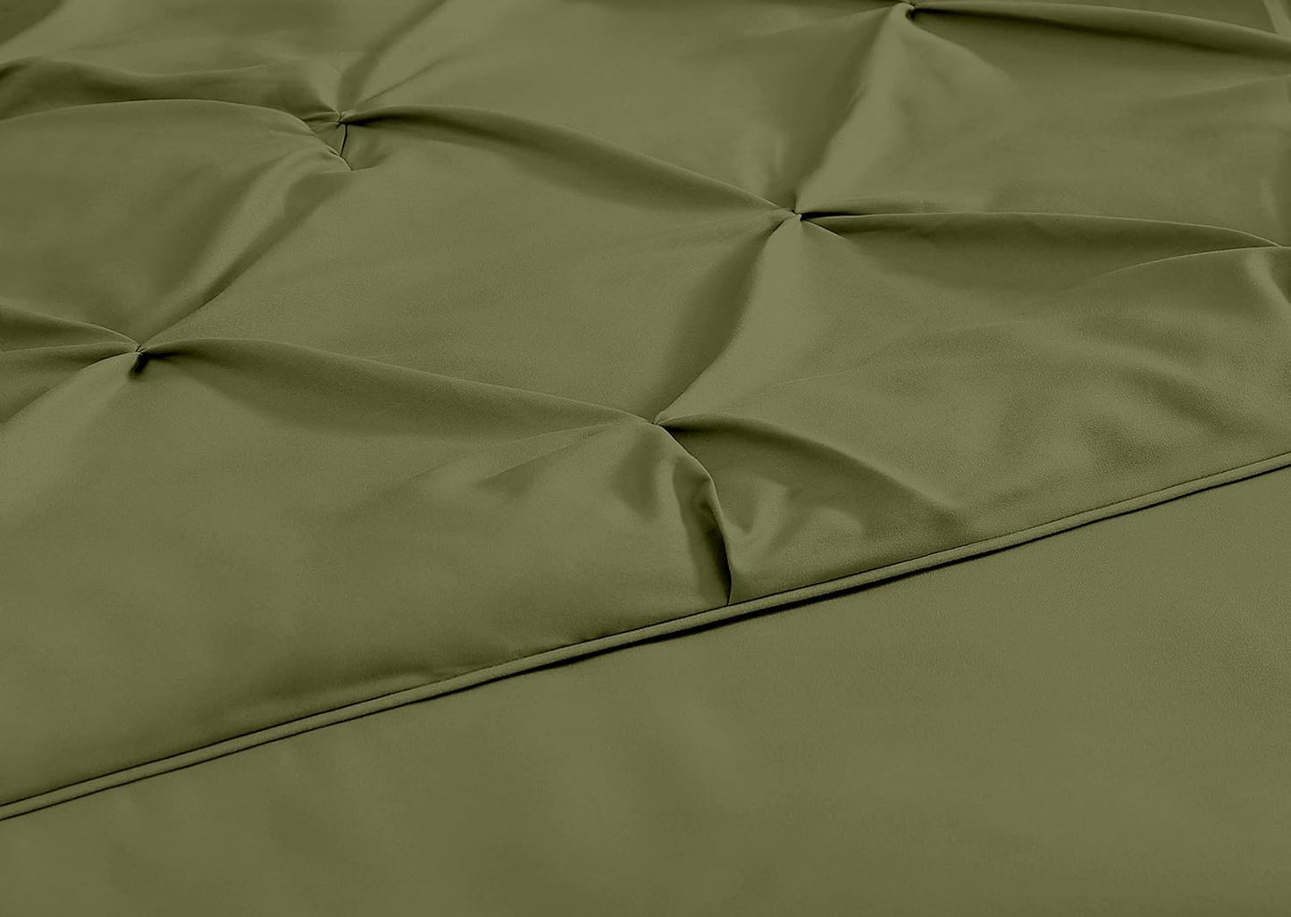 Berlin Olive Green Pinch Pleat Full Comforter Set 3-Piece (1 Comforter and 2 Pillow Shams) Soft Pintuck Lightweight All Season Microfiber Comforter Bedding Set