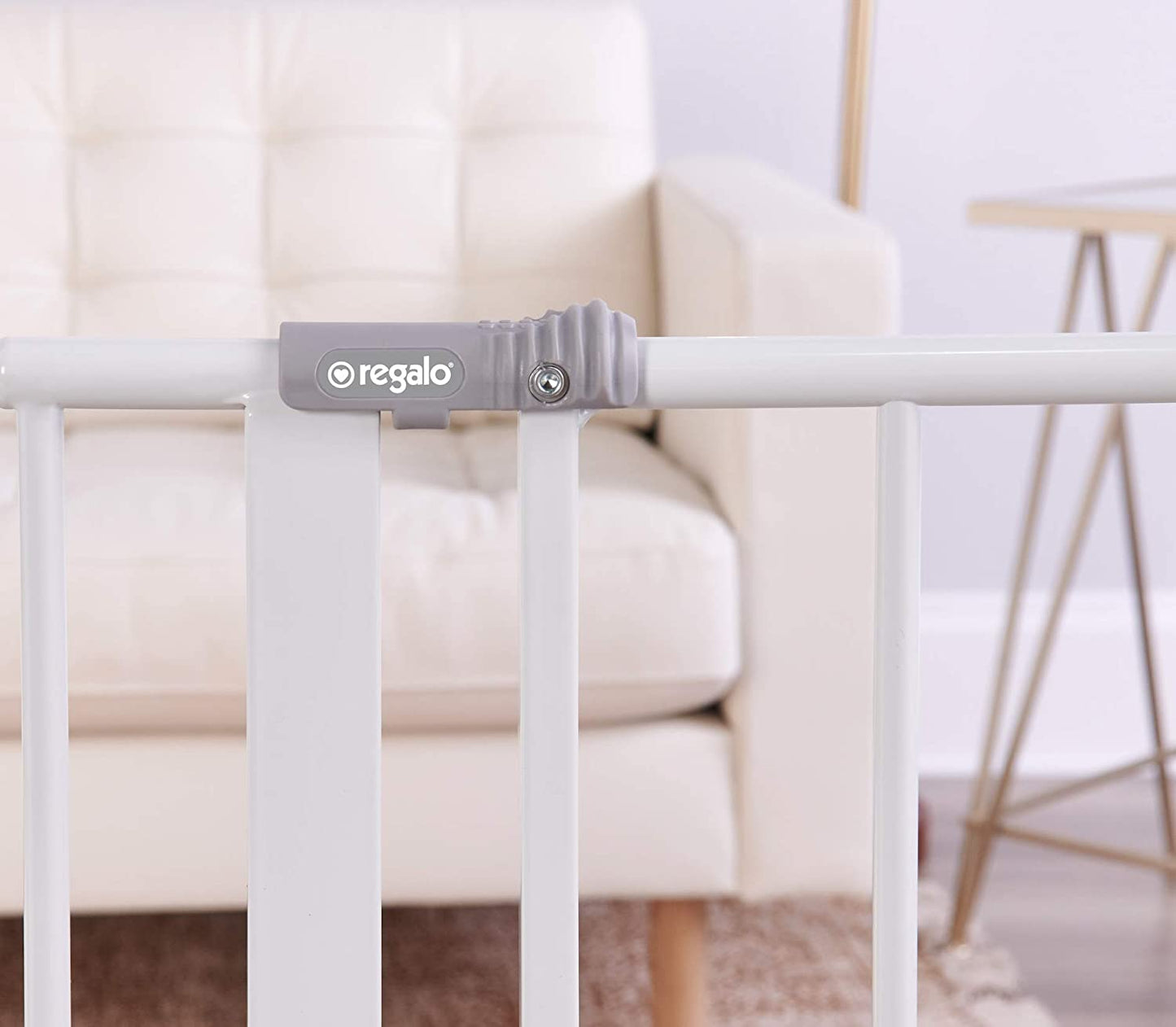 Easy Open 47-Inch Super Wide Walk Thru Baby Gate, Bonus Kit, Includes 4-Inch and 12-Inch Extension Kit, 4 Pack Pressure Mount Kit and 4 Wall Cups and Mounting Kit , 11 Count (Pack of 1),White