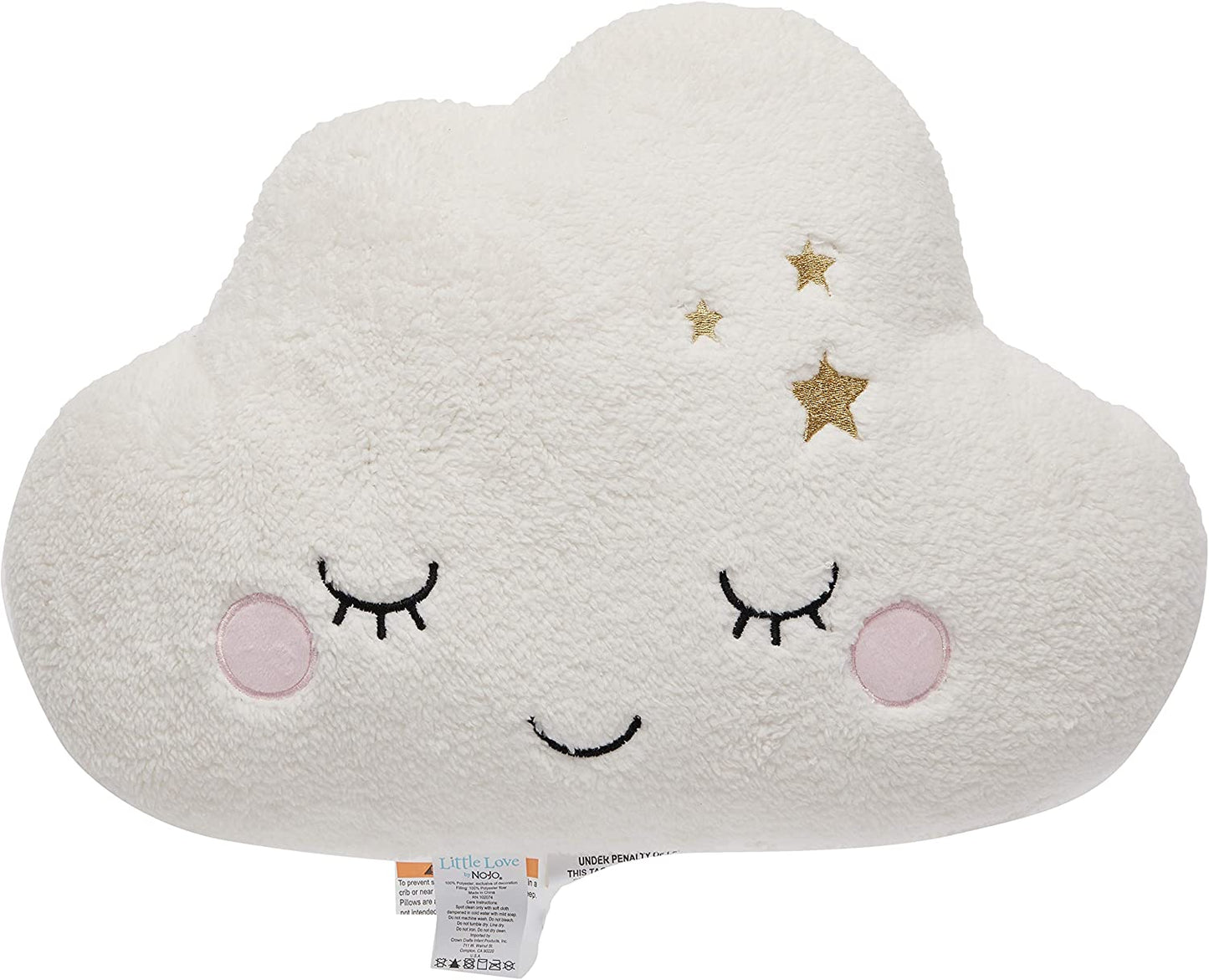 Little Love by - Plush Cloud Shaped Decorative Pillow, Decorative Nursery Pillow, Playroom Décor, Cute Throw Pillows, White, 1 Count (Pack of 1)