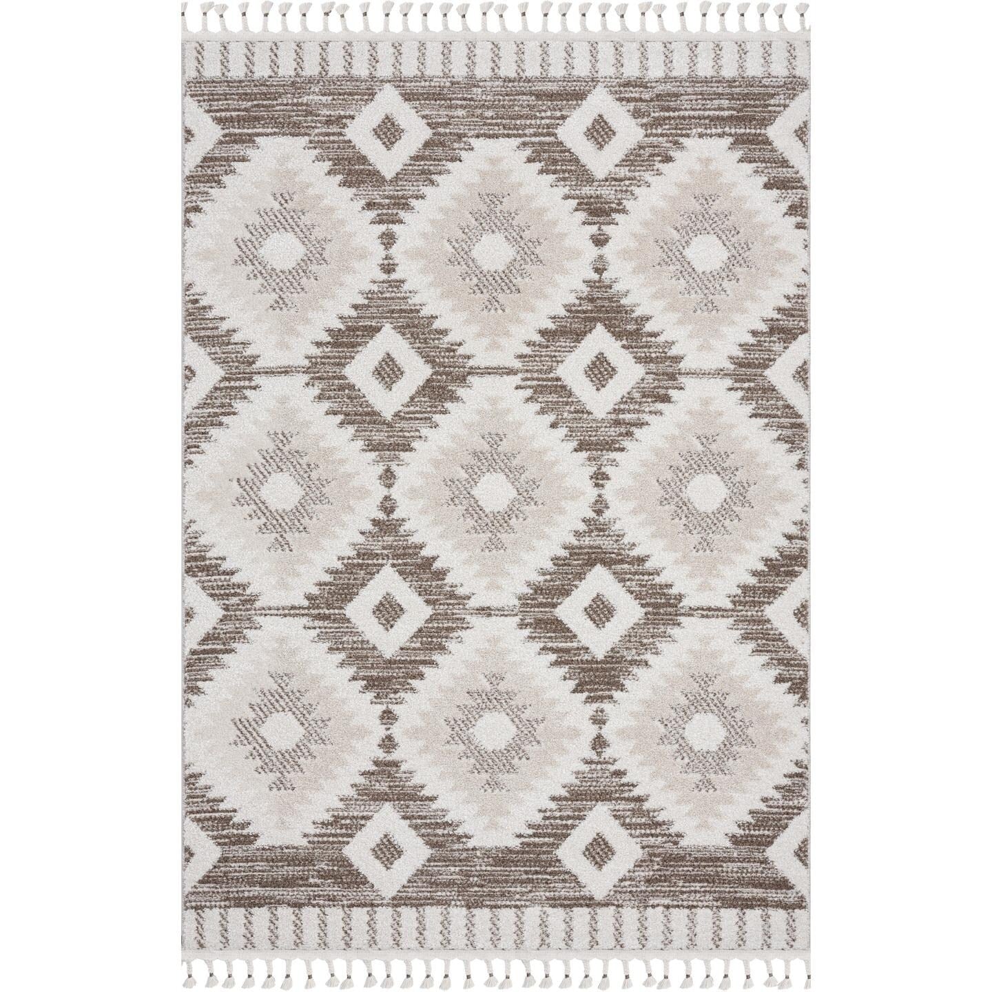 Luxe Weavers Moroccan Geometric Diamond Area Rug, Indoor Carpet with Fringes
