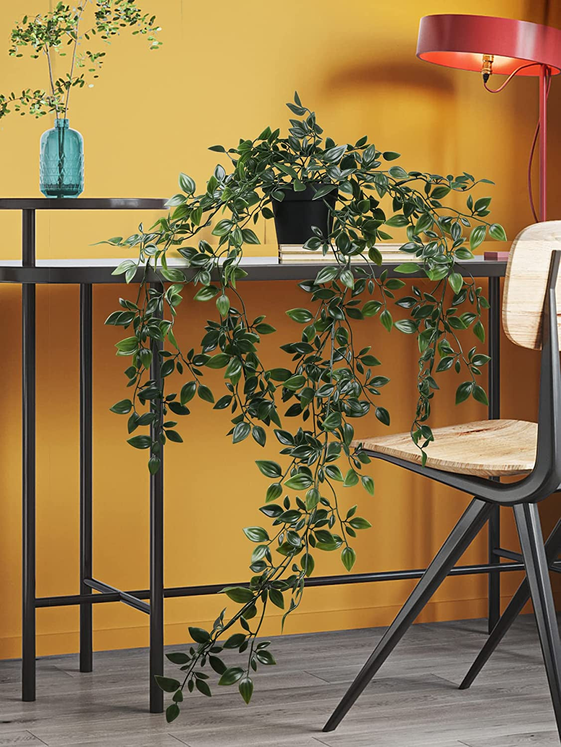 Artificial Hanging Plants 3 Pack Fake Potted Plants for Wall
