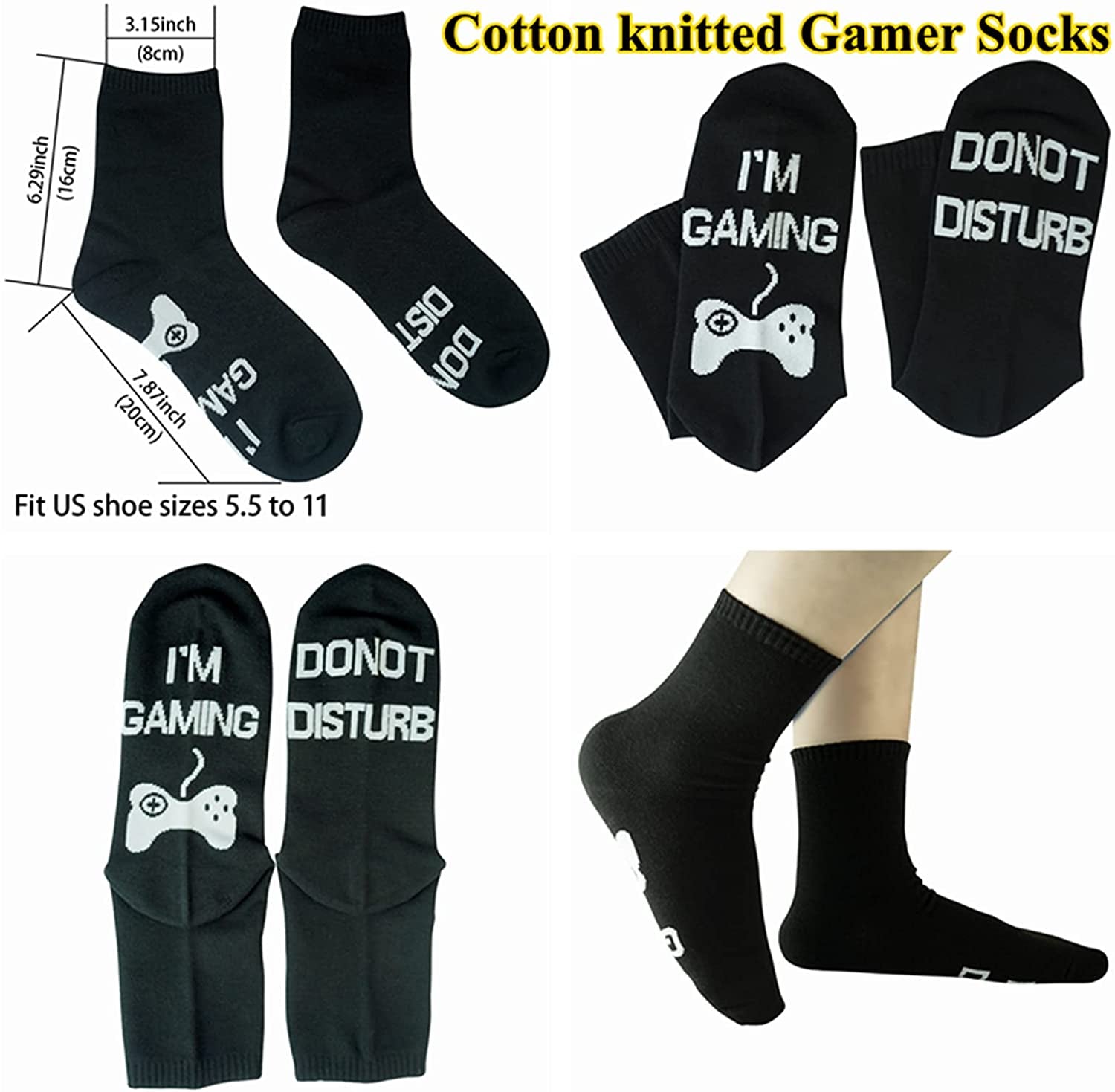 Gamer Gifts, Pocket Design Throw Pillow Covers 18 X 18 Inch + Gamer Socks, Gaming Room Décor Stocking Stuffers Easter Basket Stuffers for Teen Boys Girls Men Father Boyfriends