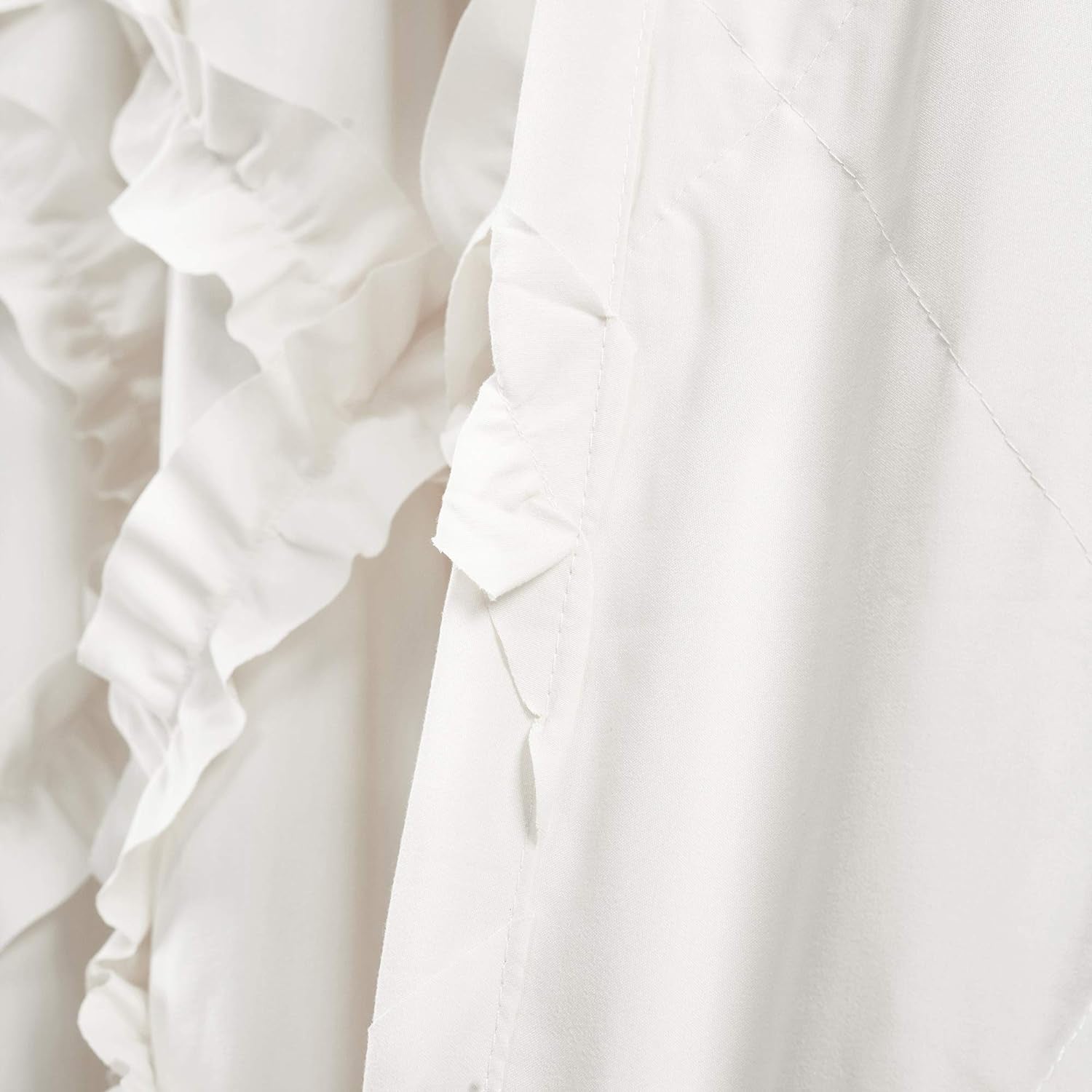 Ruffle Diamond Window Curtain Panel Pair, 63 in X 54 In, White